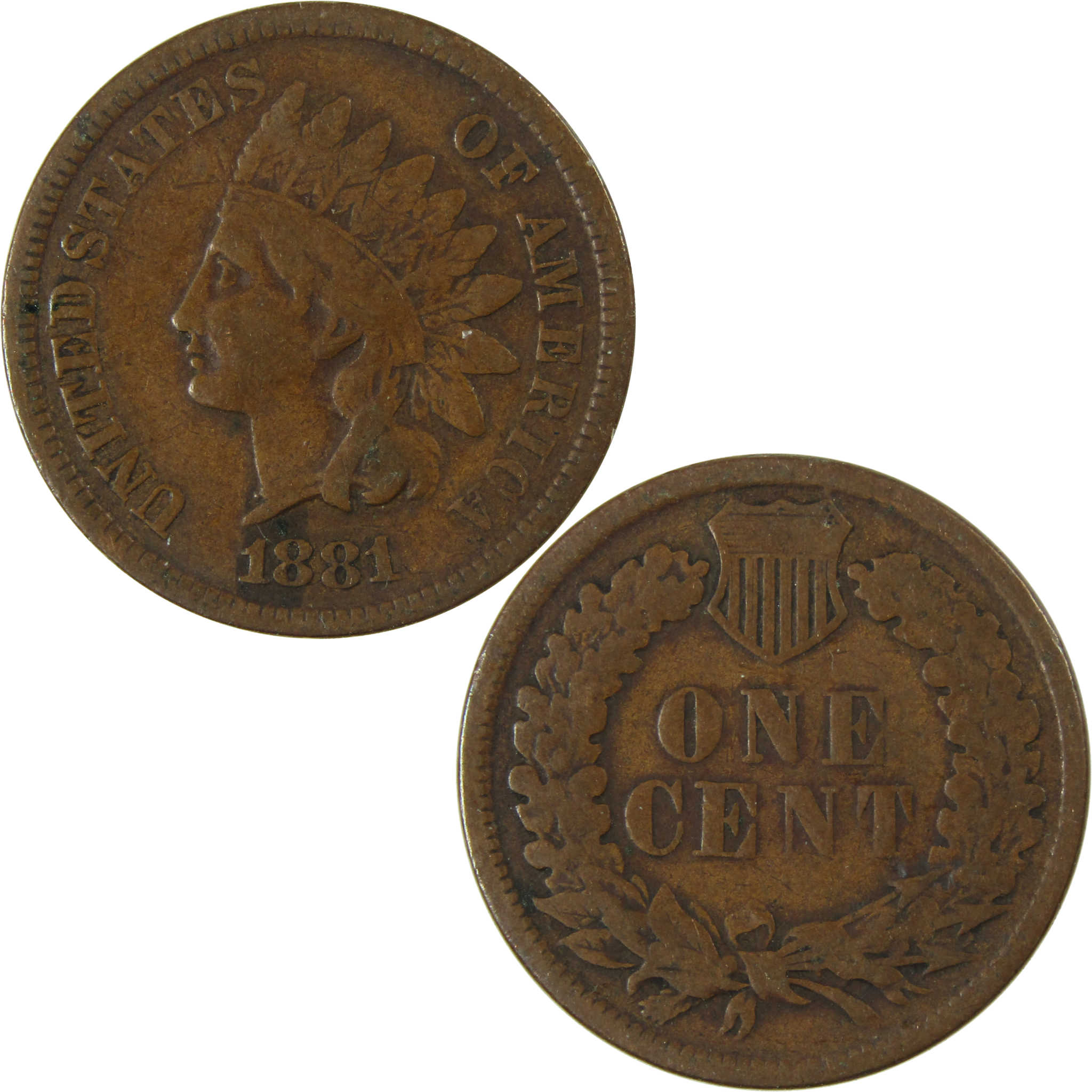 1881 Indian Head Cent F Fine Penny 1c Coin SKU:I27003