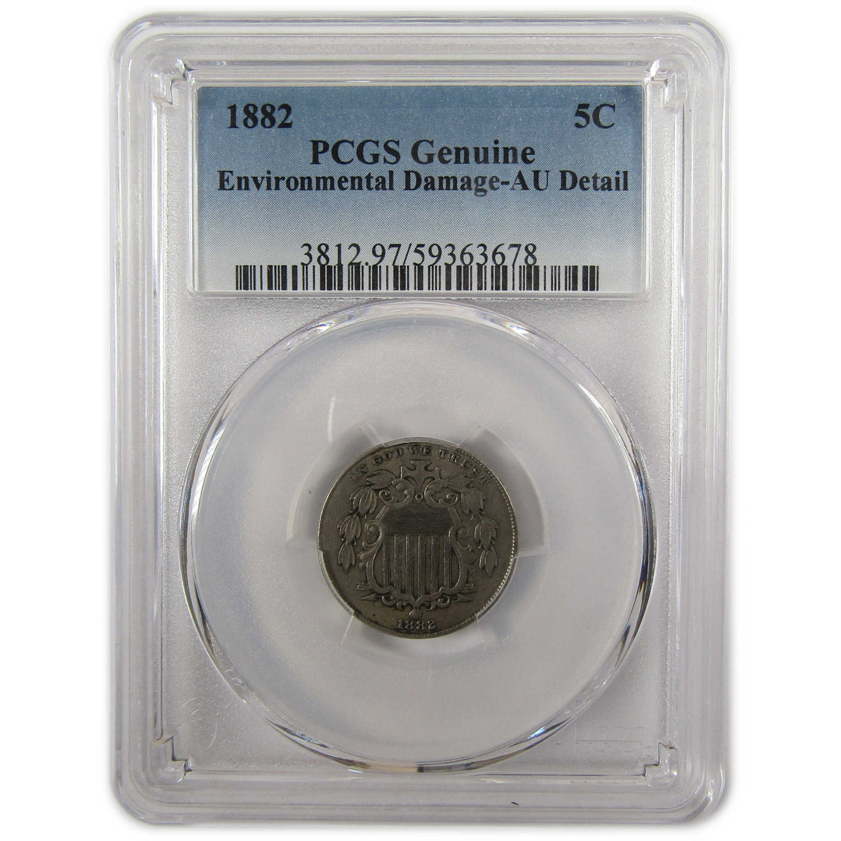 1882 Shield Nickel AU Details PCGS 5c Coin Collectible SKU:I29340