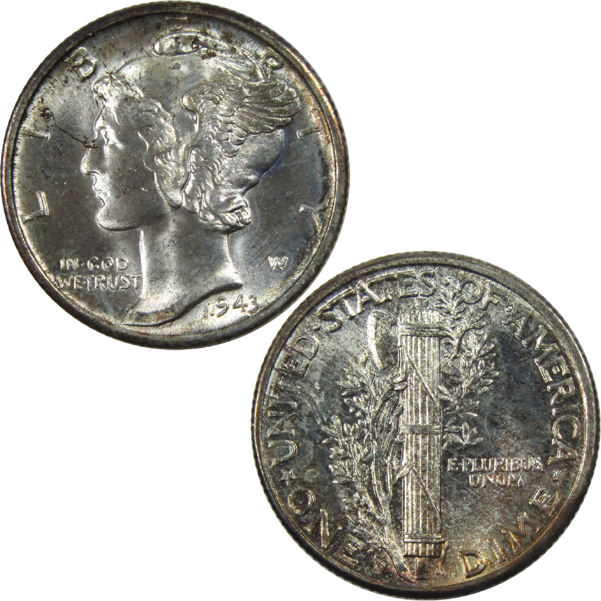 1943 D Mercury Dime BU Choice Uncirculated Silver 10c Coin SKU:I12218