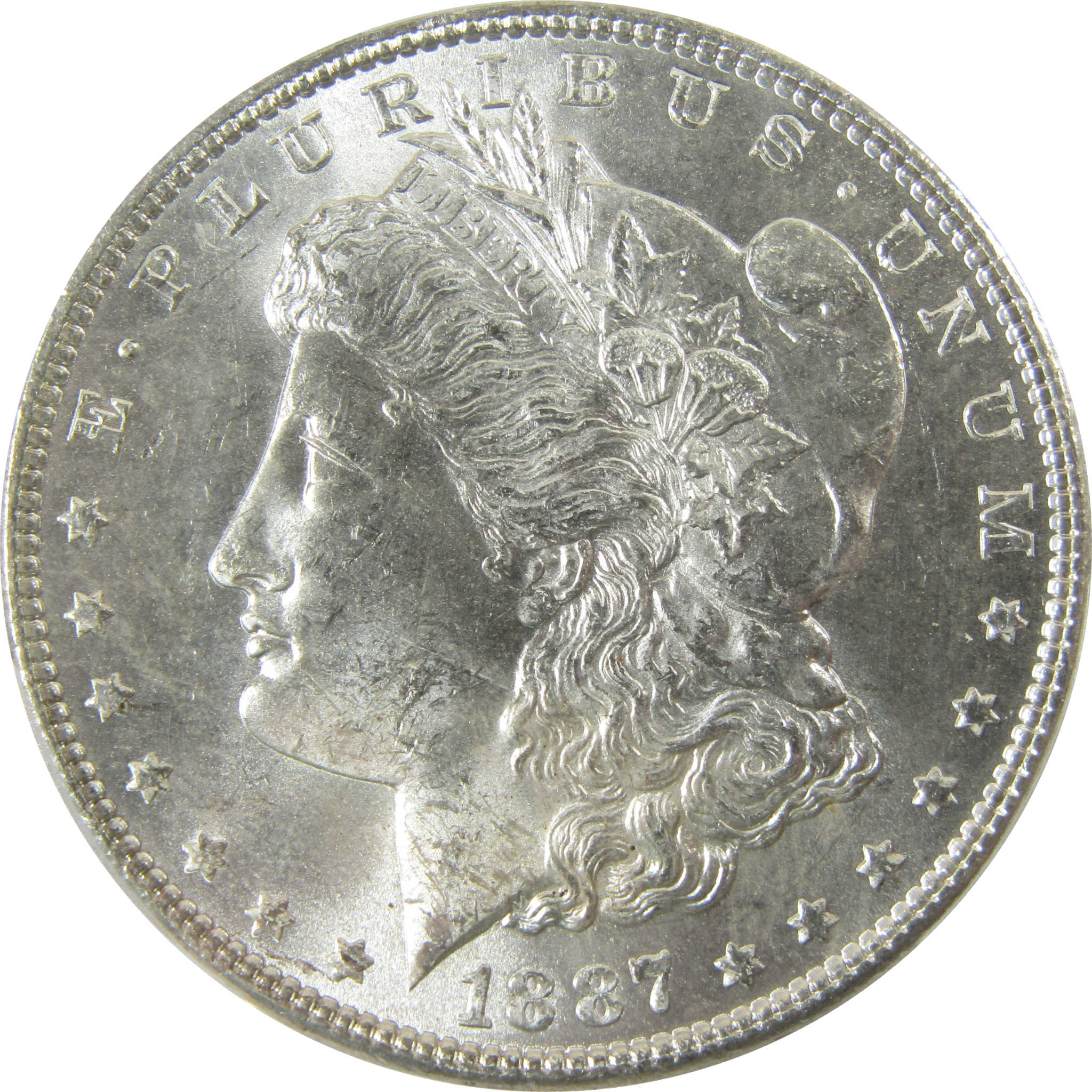 1887 Morgan Silver Dollar MS 63 PCGS Uncirculated $1 Coin SKU:I28348