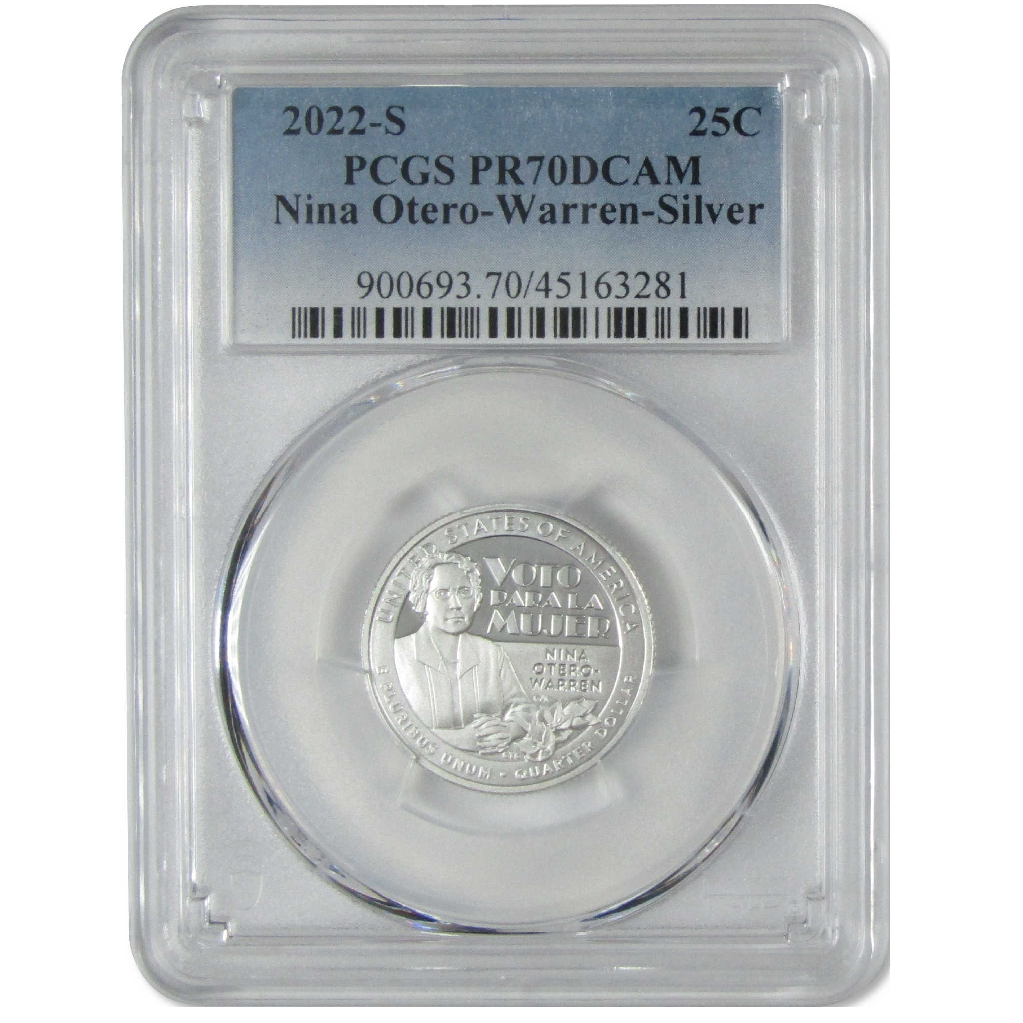 2022 S Nina Otero-Warren American Women Silver Quarter PR 70 DCAM PCGS
