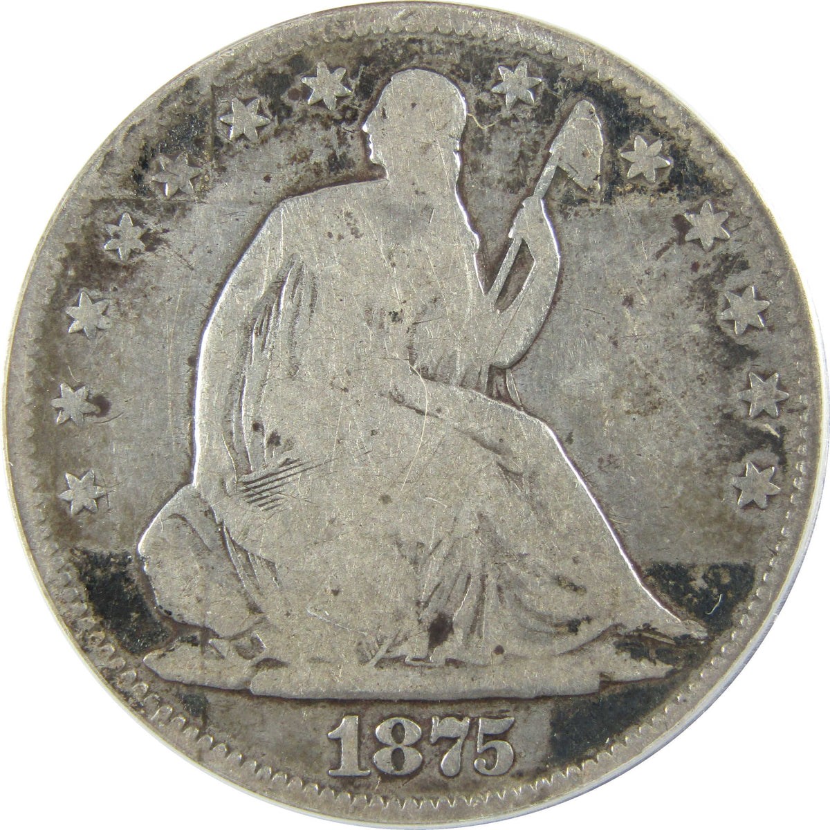 1875 Seated Liberty Silver Half Dollar G 6 Details ANACS SKU:I28555