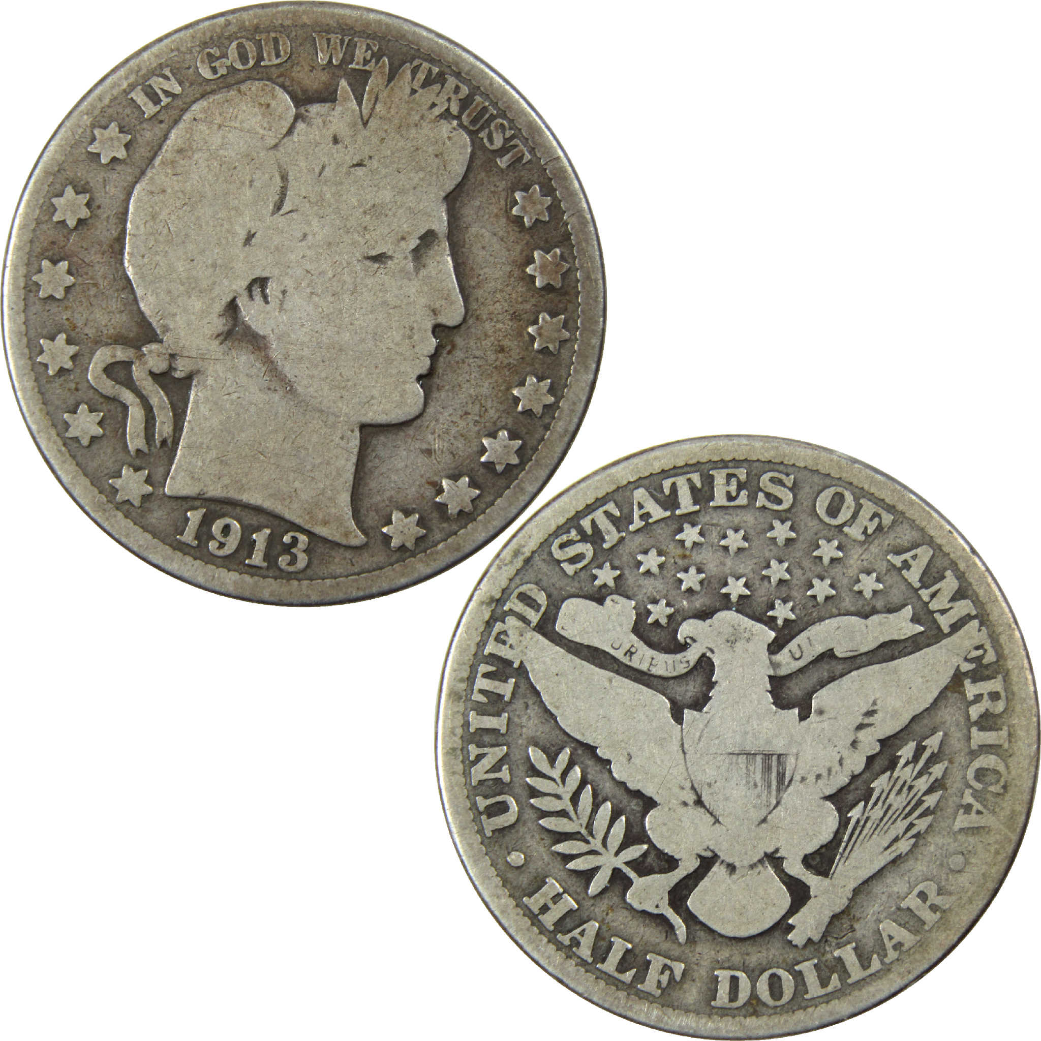 1913 Barber Half Dollar G Good Silver 50c Coin SKU:I12197