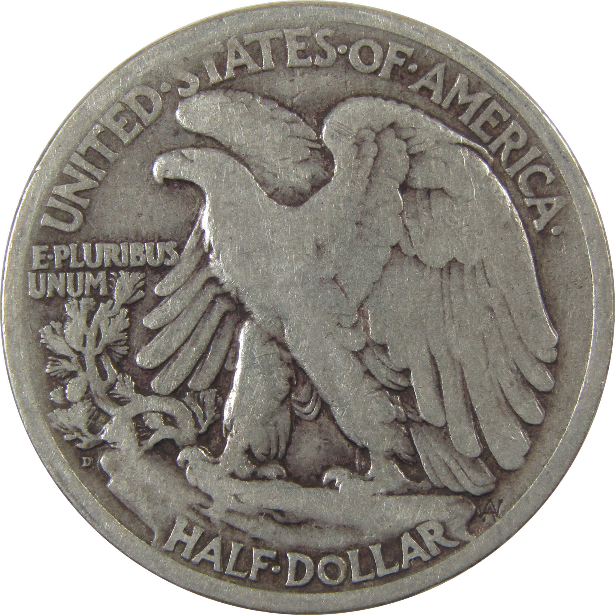 1919 D Liberty Walking Silver Half Dollar VG 50c Coin SKU:I24497