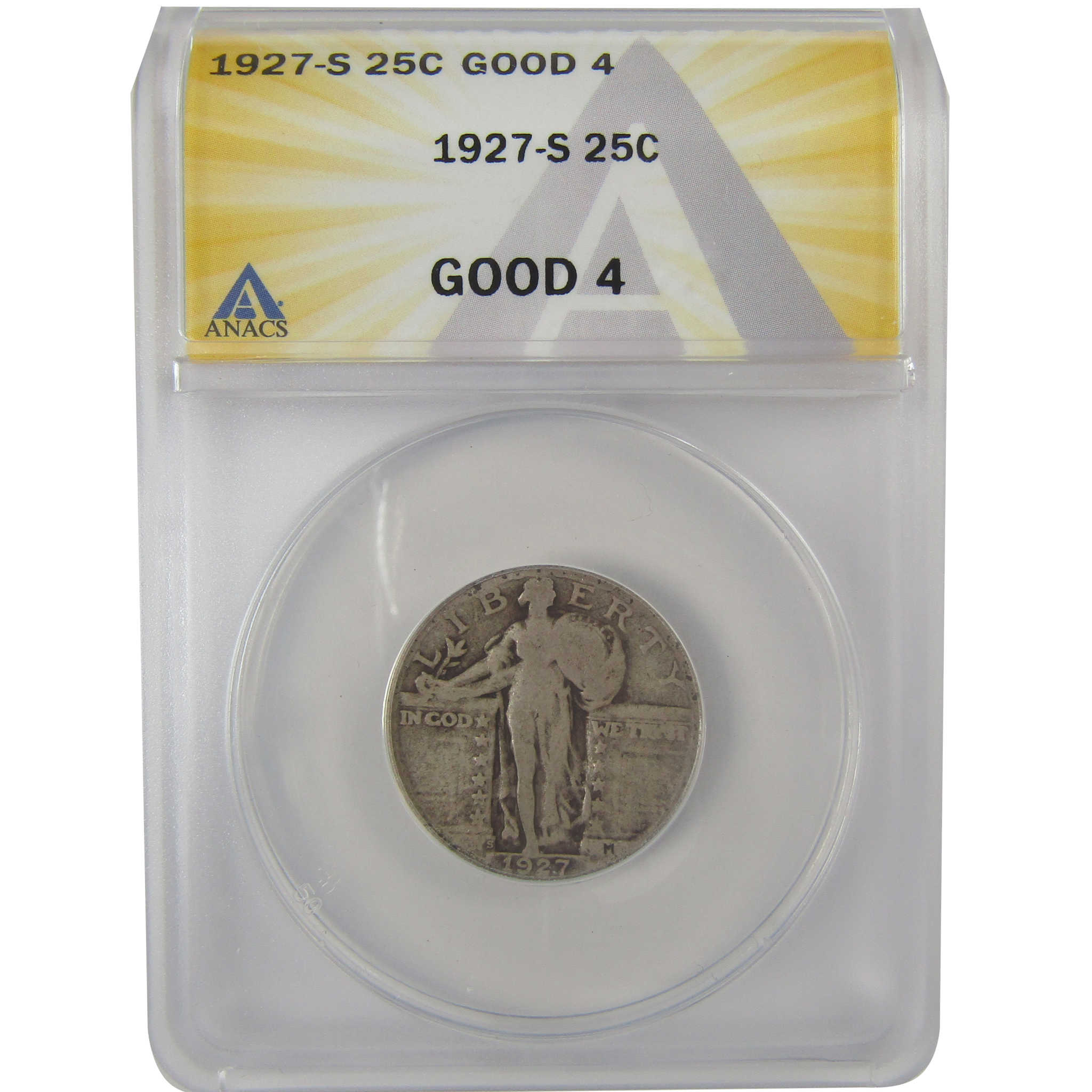 1927 S Standing Liberty Quarter G 4 ANACS Silver 25c Coin SKU:I21990