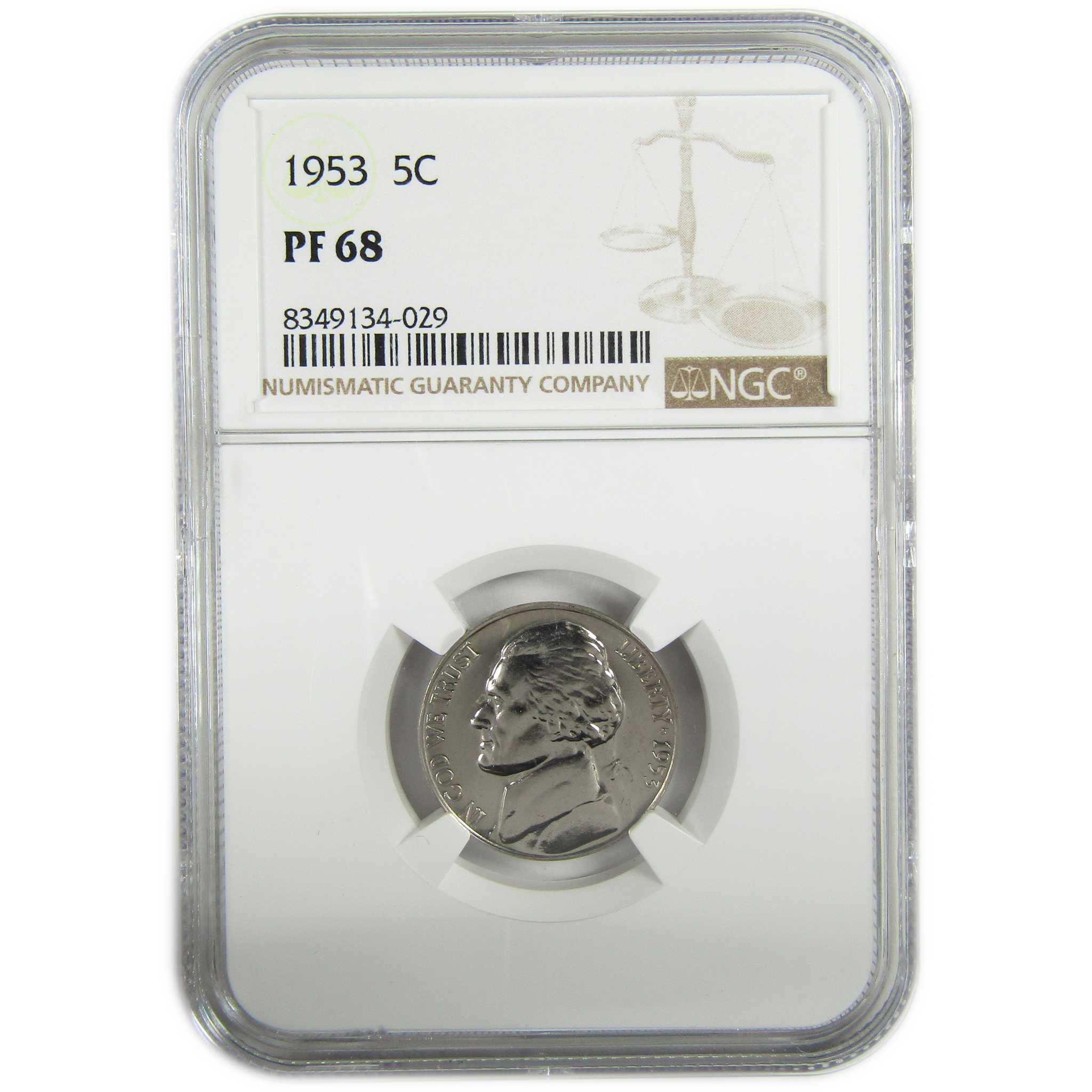 1953 Jefferson Nickel PF 68 NGC Proof 5c Coin Collectible SKU:I27348