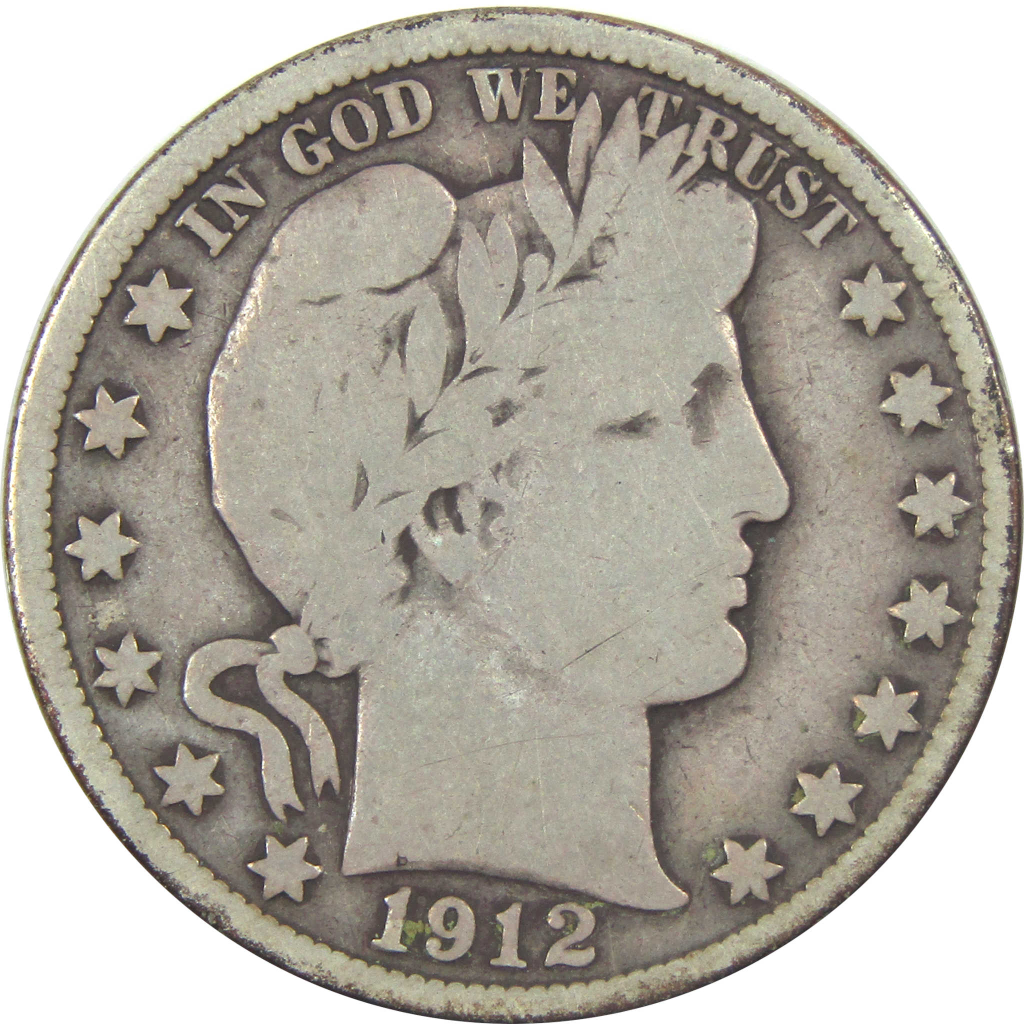 1912 S Barber Half Dollar VG Very Good Silver 50c Coin SKU:I15566