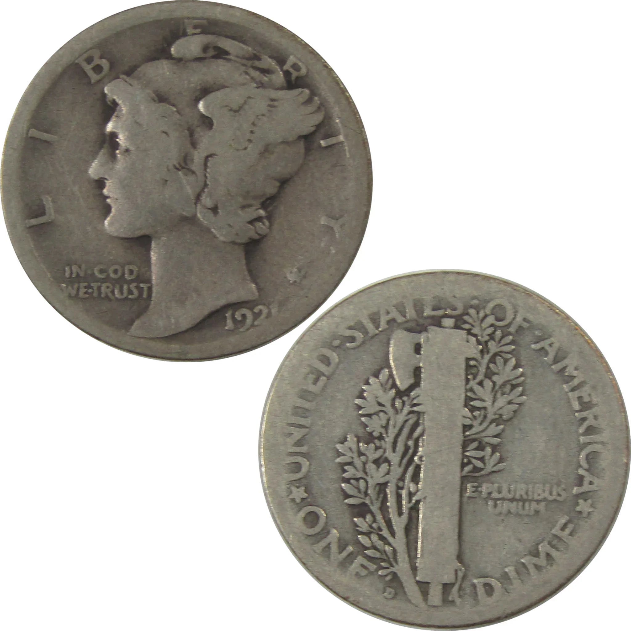 1921 D Mercury Silver Dime G Good 10c Coin Collectible SKU:I23957