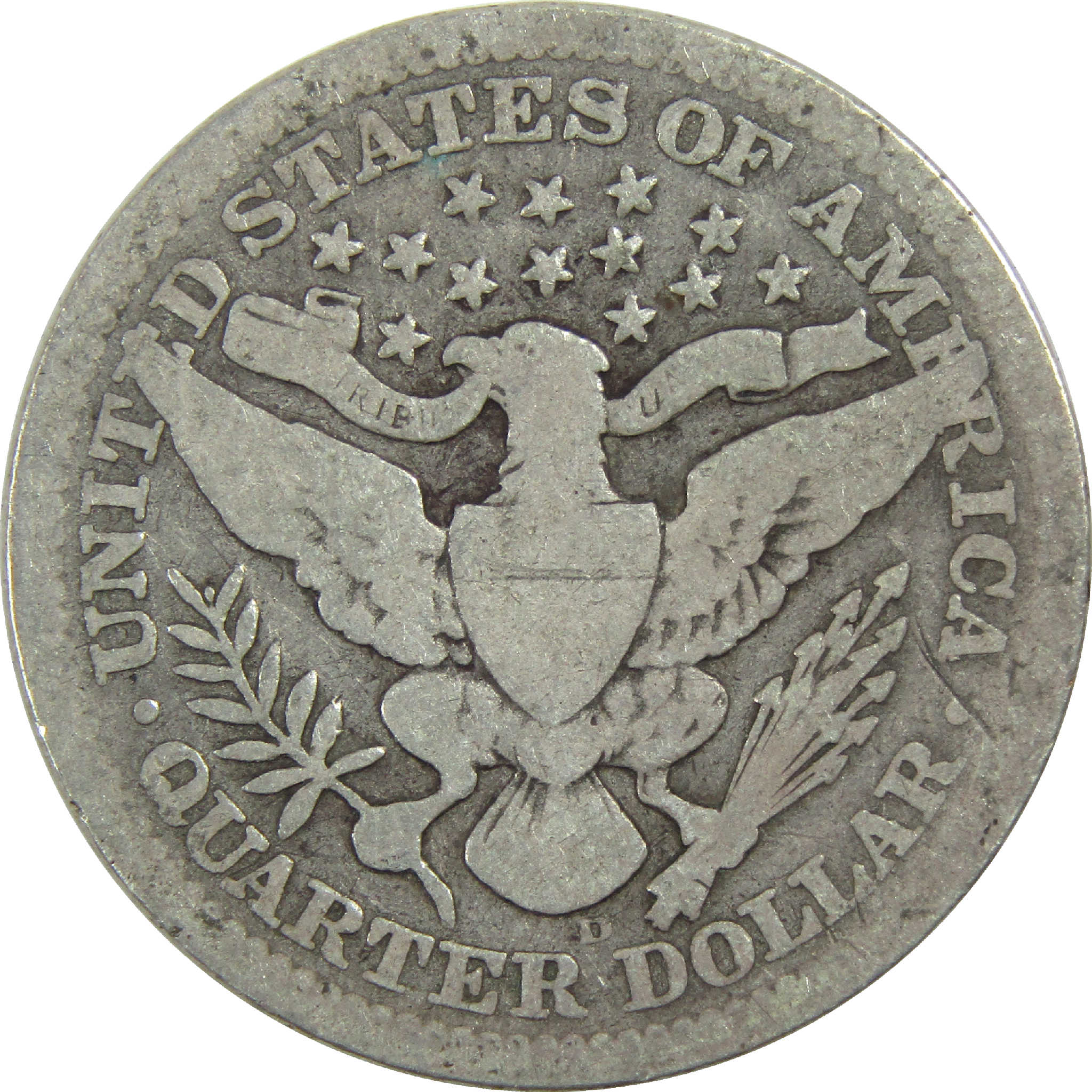 1909 D Barber Quarter G Good Silver 25c Coin SKU:I13182