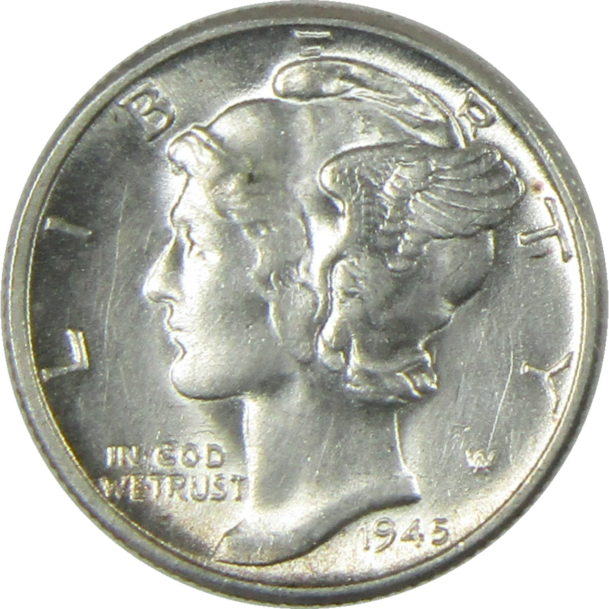 1945 Mercury Silver Dime AU About Uncirculated 10c Coin SKU:CP342