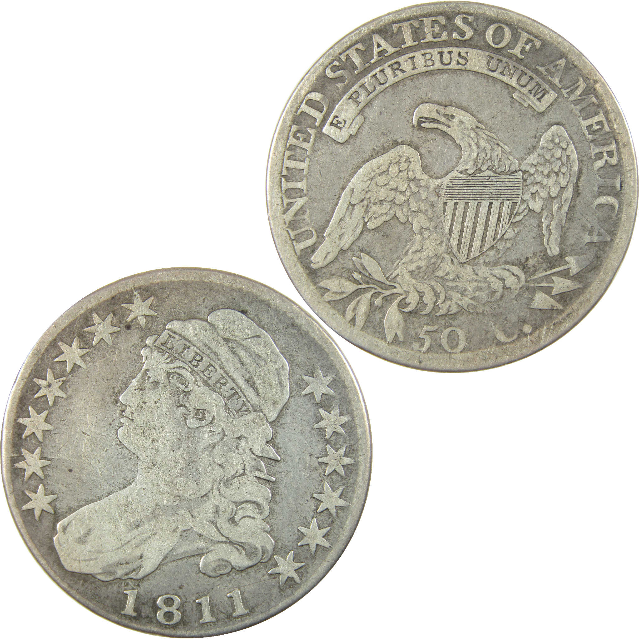 1811 Large 8 Capped Bust Silver Half Dollar VG Very Good 50c Coin