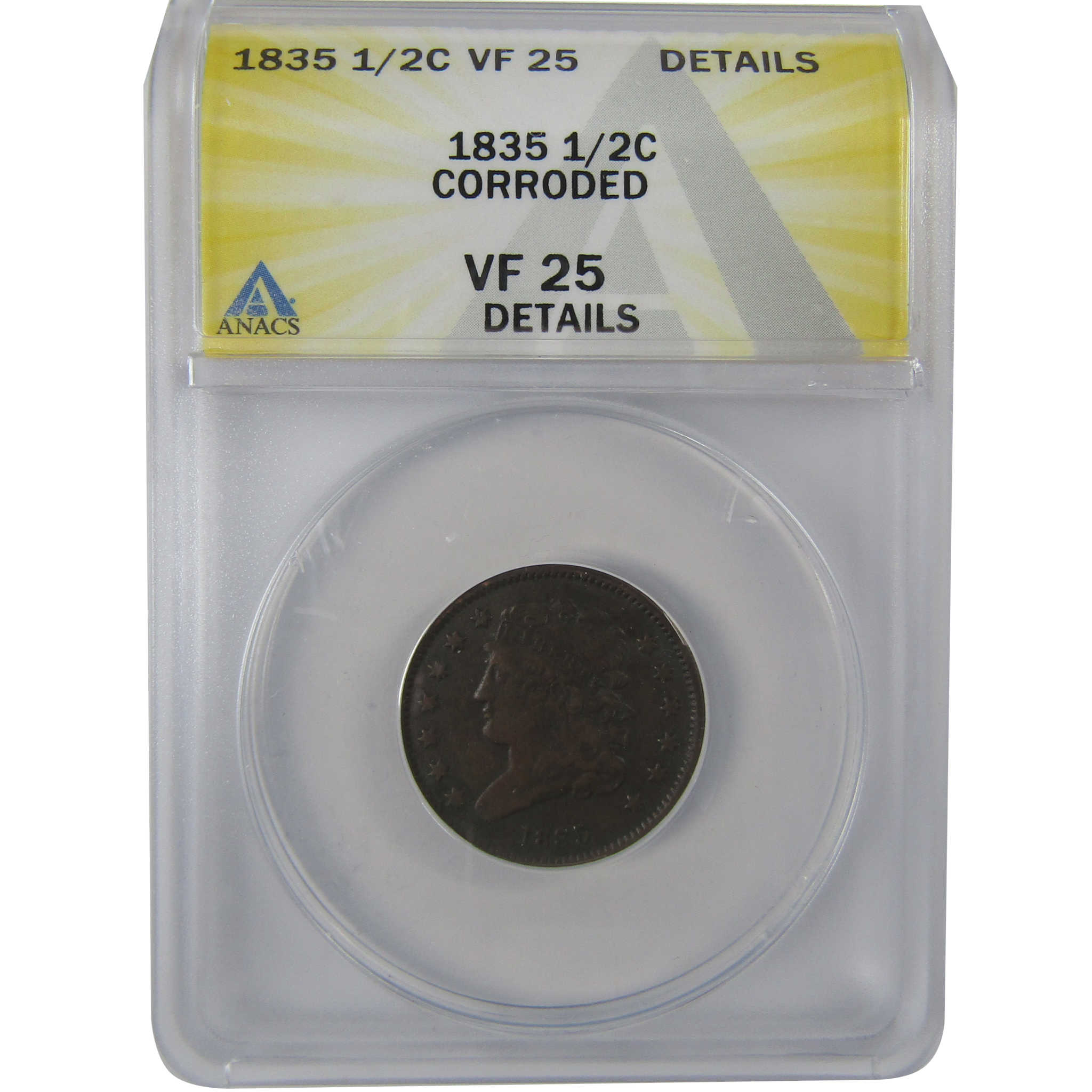 1835 Classic Head Half Cent VF 25 Details ANACS Copper SKU:CPC1133