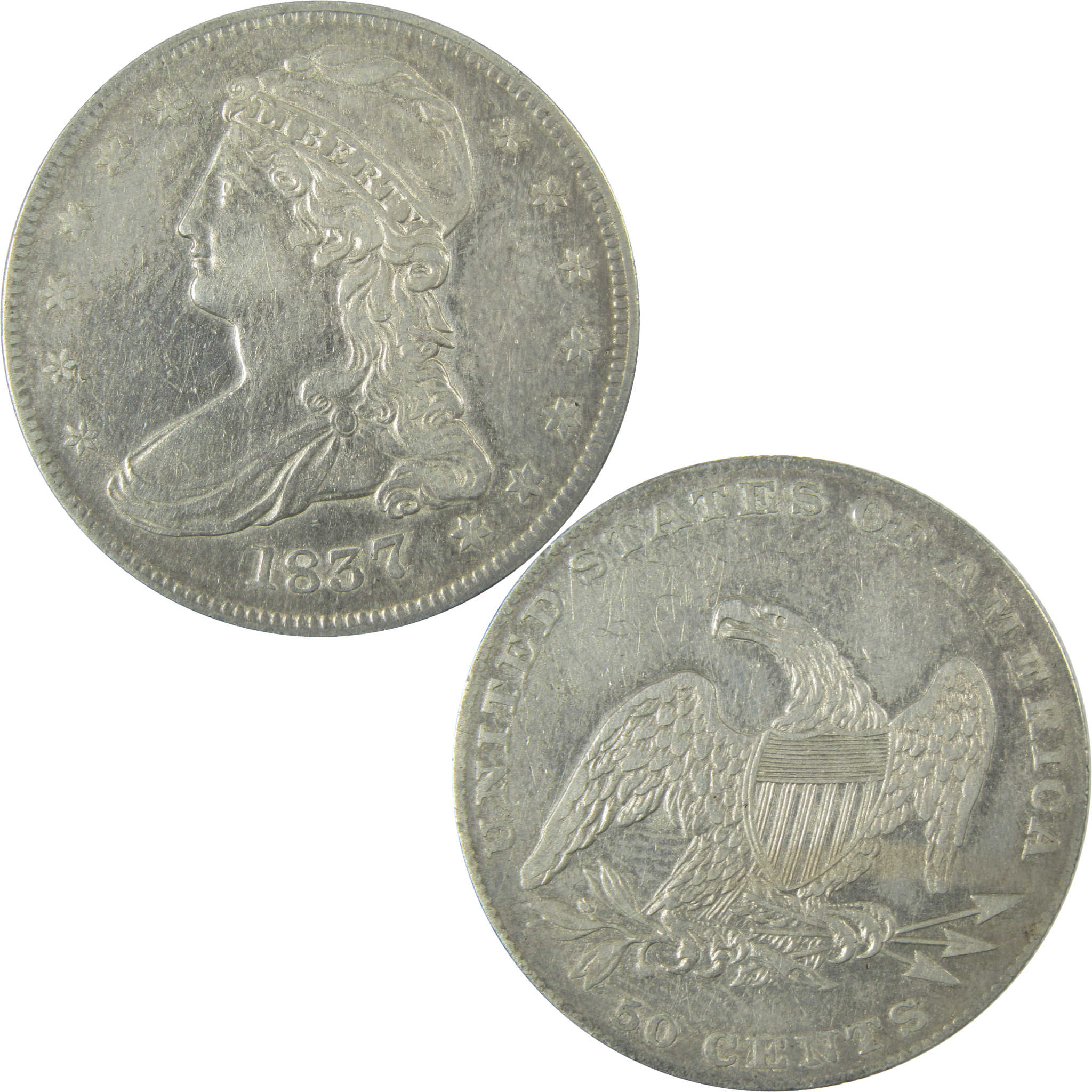 1837 Capped Bust Silver 50c VF Very Fine Details SKU:CP1500