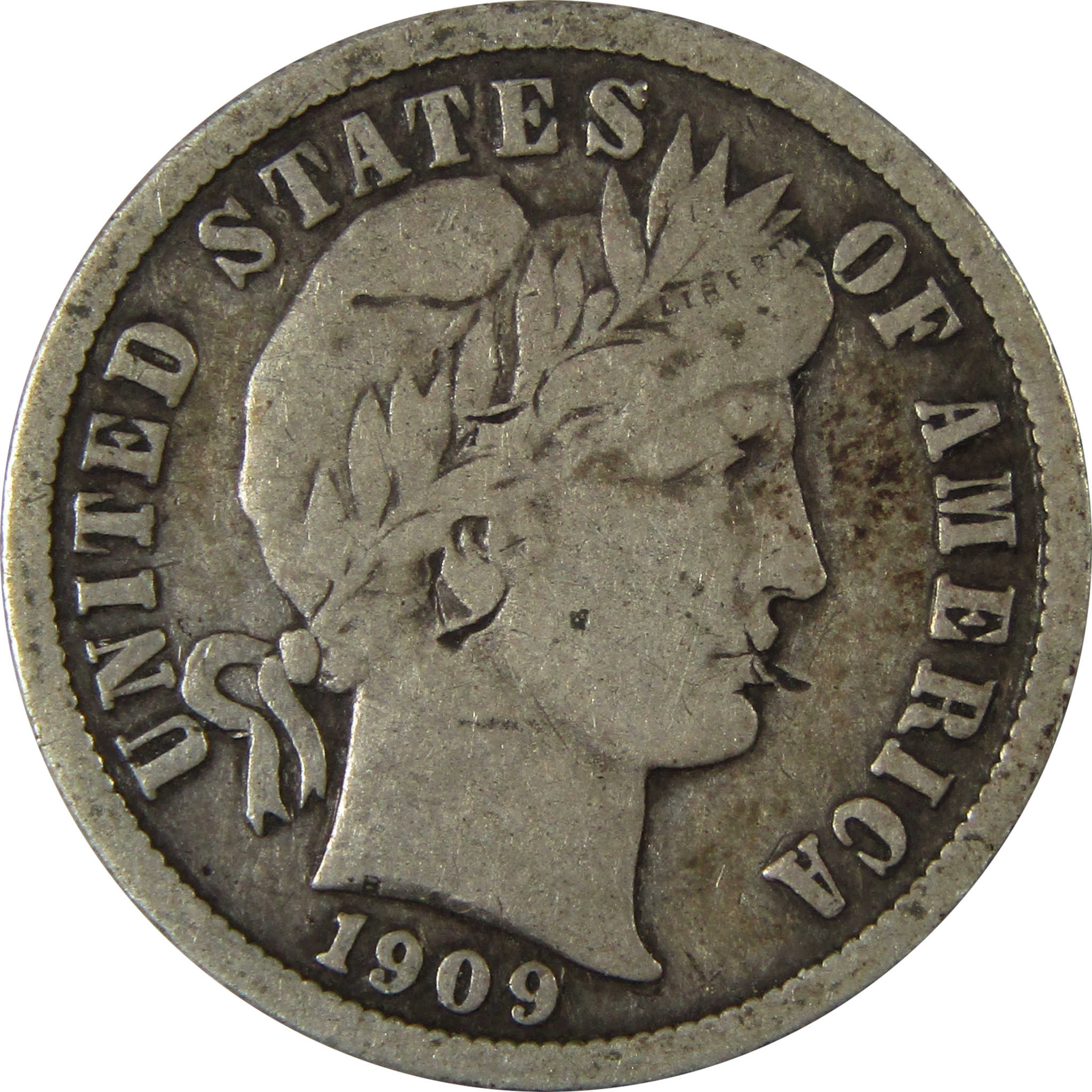 1909 O Barber Silver Dime F Fine Details 10c Coin SKU:CP1009