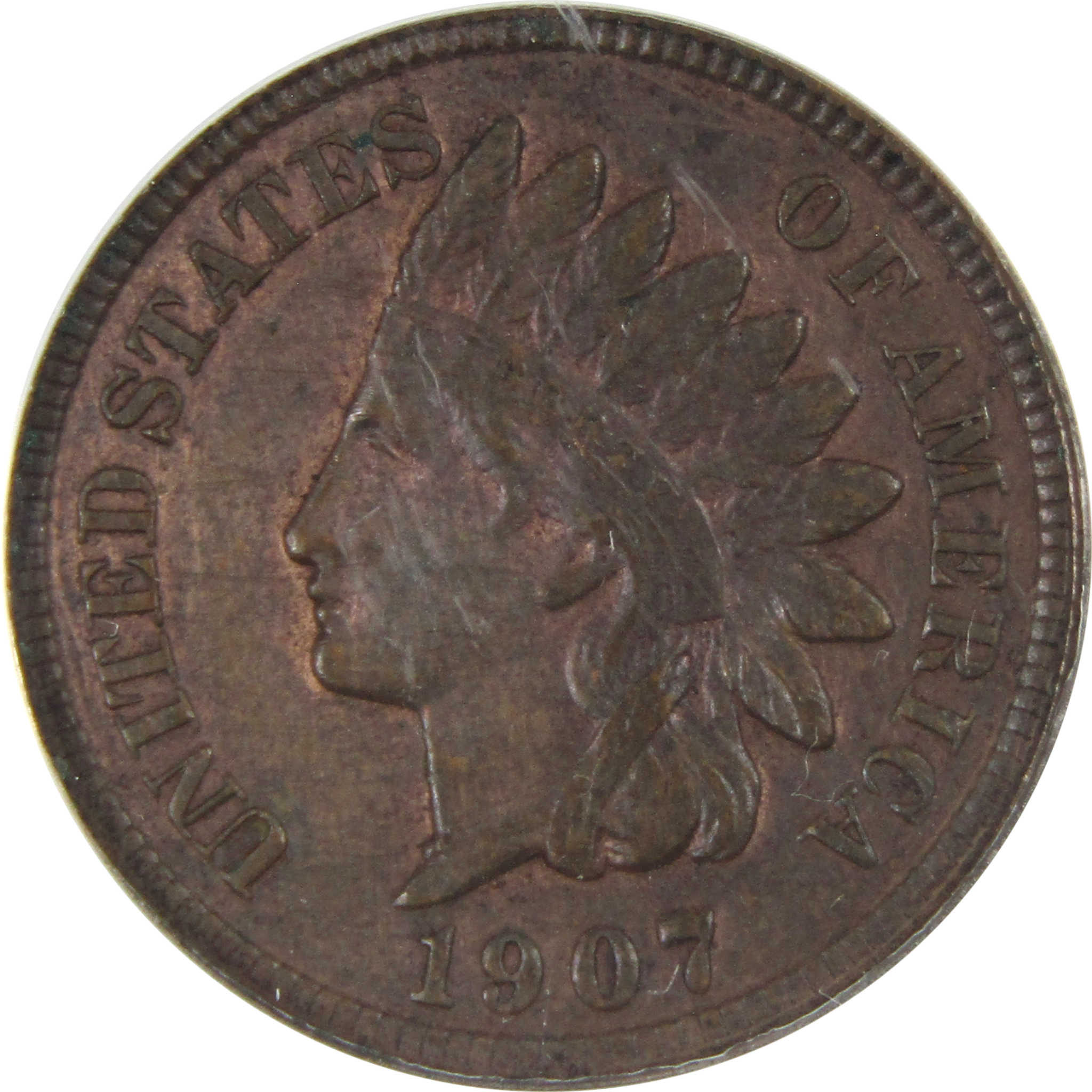 1907 Indian Head Cent MS 60 Details ANACS 1c Uncirculated SKU:I14962