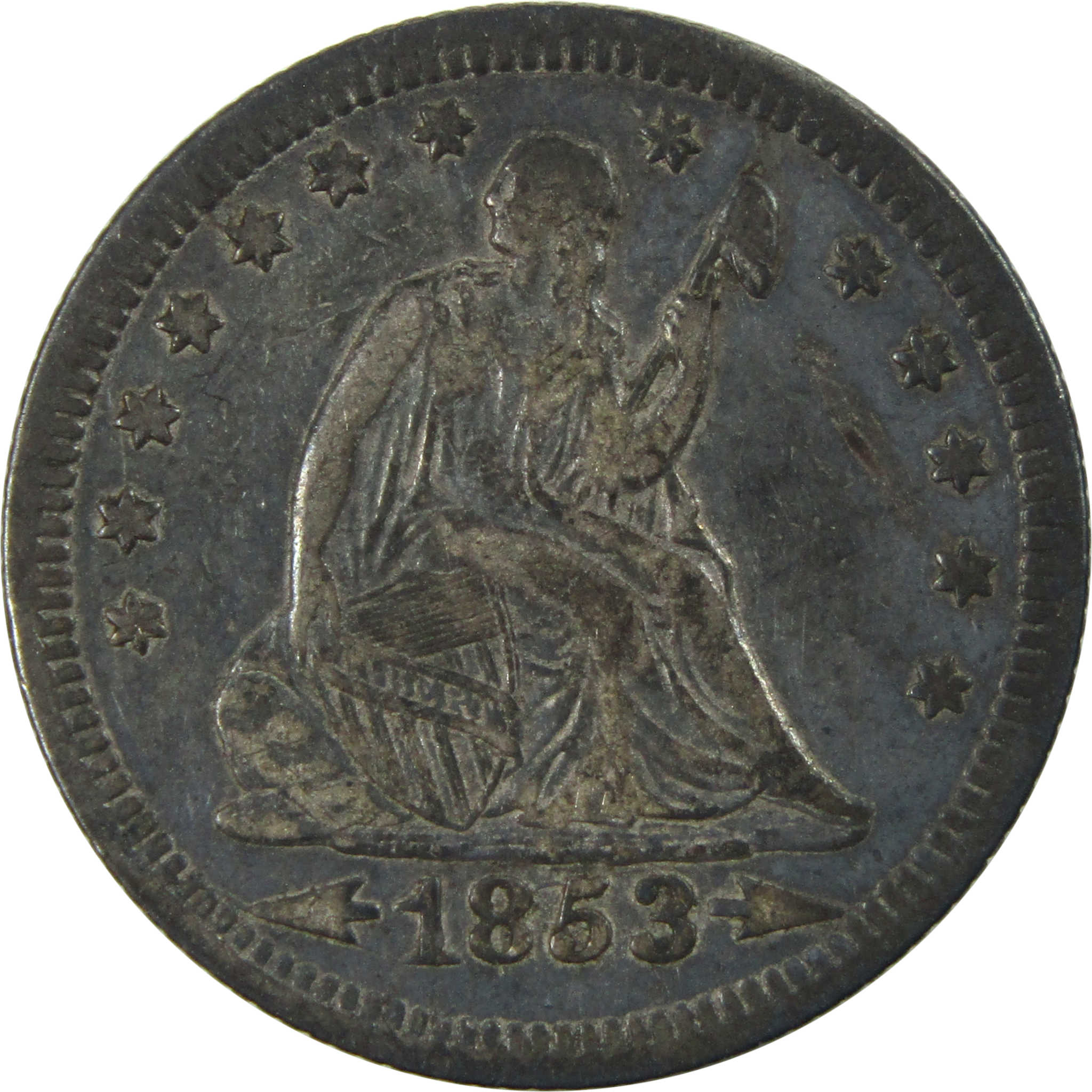 1853 Arrows and Rays Seated Liberty Quarter Extremely Fine SKU:I13878