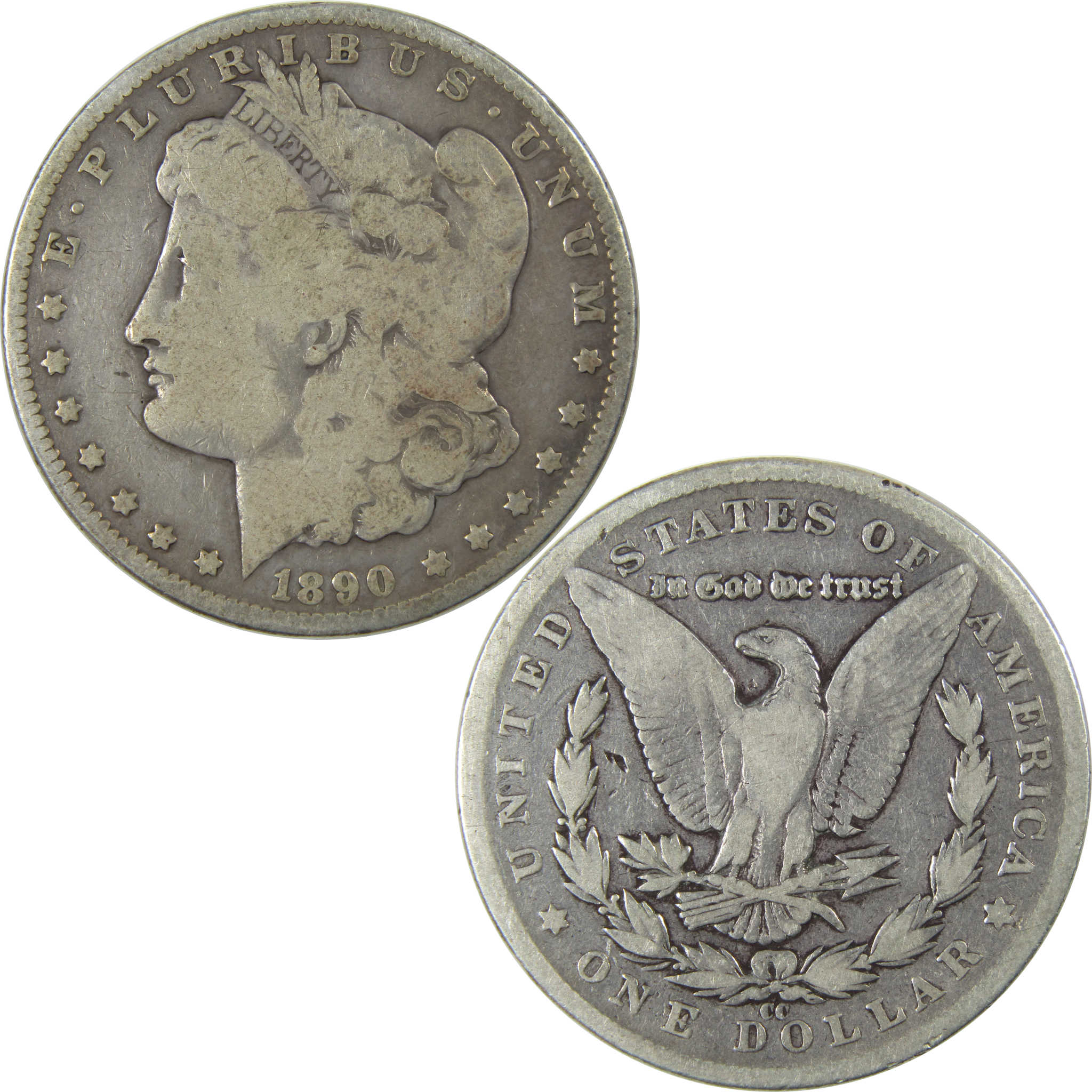 1890 CC Morgan Dollar VG Very Good Silver $1 Coin SKU:I23923 - Morgan coin - Morgan silver dollar - Morgan silver dollar for sale - Profile Coins &amp; Collectibles