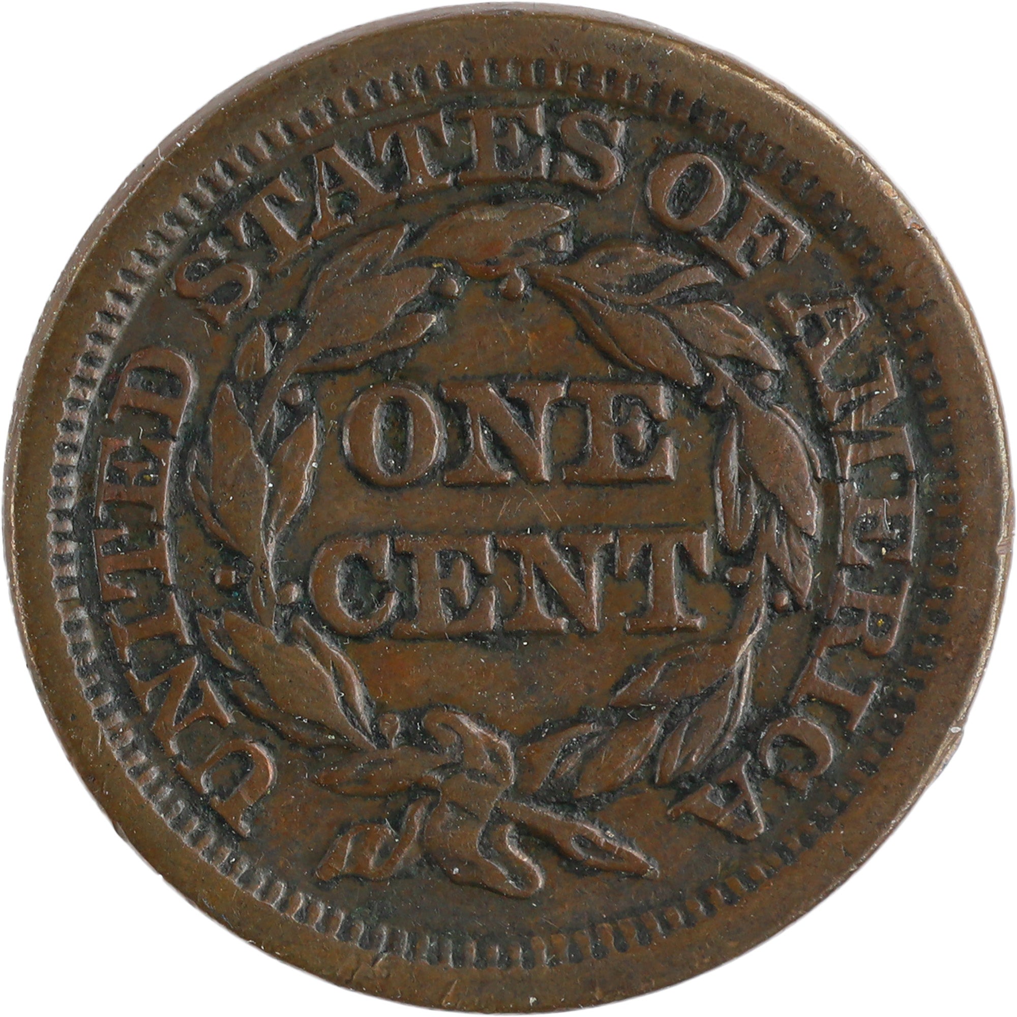 1854 Braided Hair Large Copper Cent, NNC XF40, Brown, Graded in sale Holder