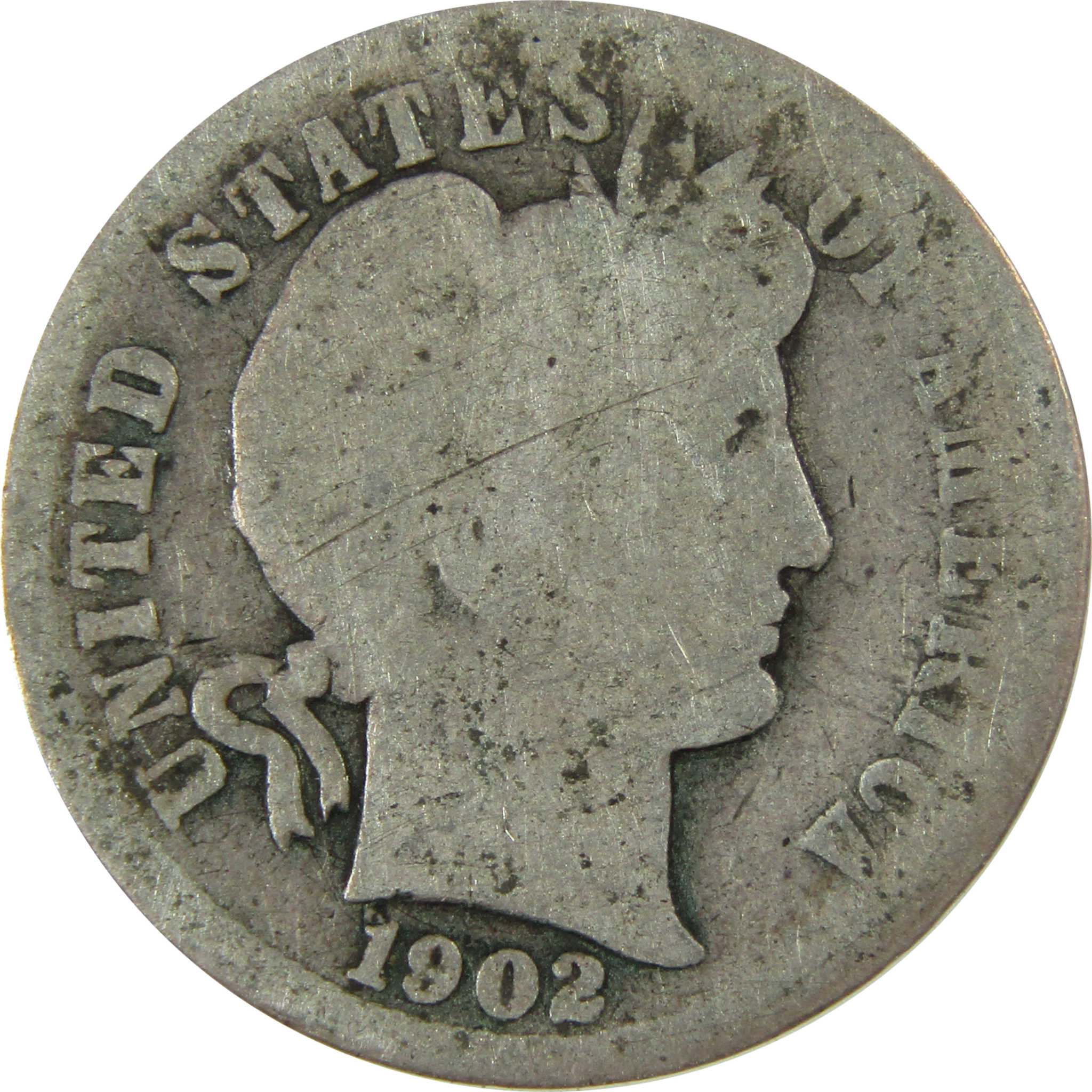 1902 Barber Silver Dime AG About Good 10c Coin Collectible SKU:CP723