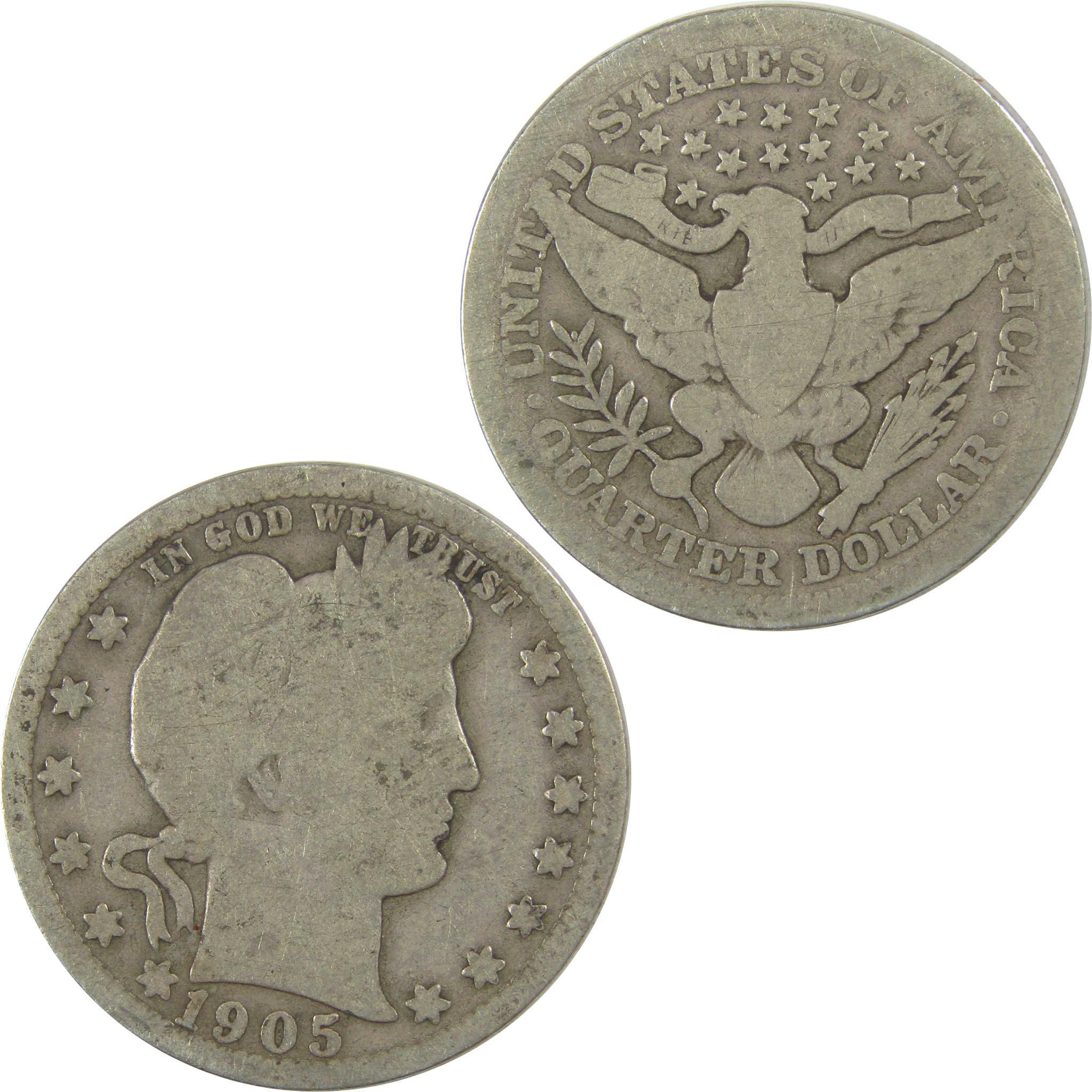 1905 Barber Quarter AG About Good Silver 25c Coin SKU:I21799