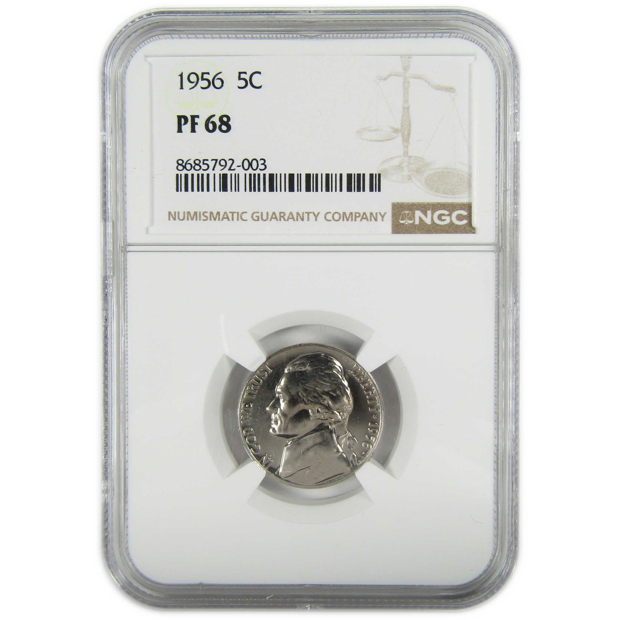 1956 Jefferson Nickel PF 68 NGC Proof 5c Coin Collectible SKU:I27384