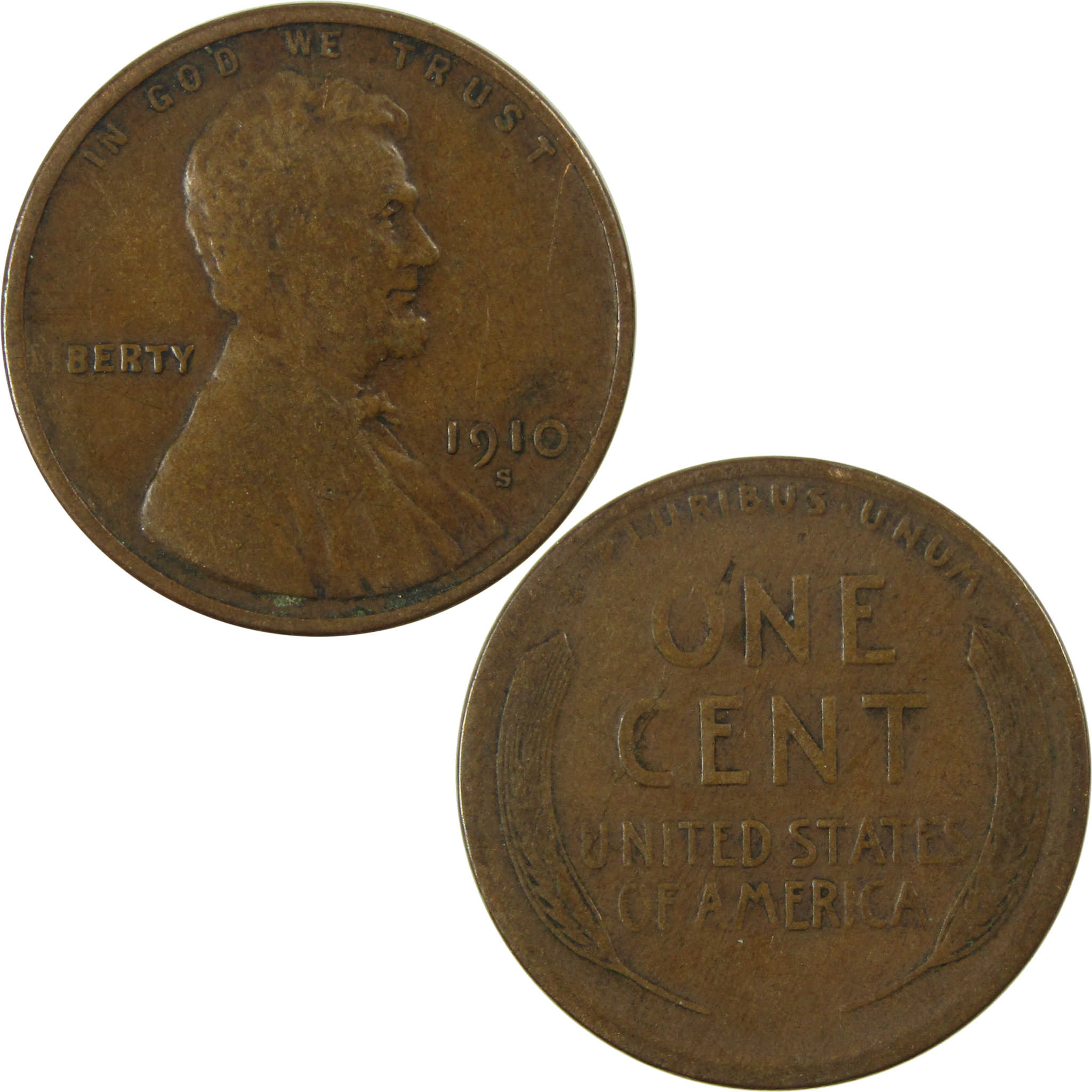 1910 S Lincoln Wheat Cent VF Very Fine Penny 1c Coin SKU:I25268
