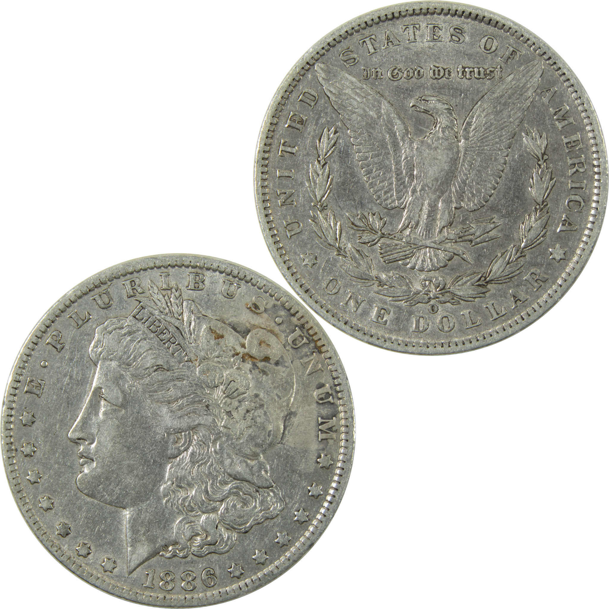 1886 O E on Reverse Morgan Dollar XF Details Silver $1 Coin SKU:I14225 - Morgan coin - Morgan silver dollar - Morgan silver dollar for sale - Profile Coins &amp; Collectibles