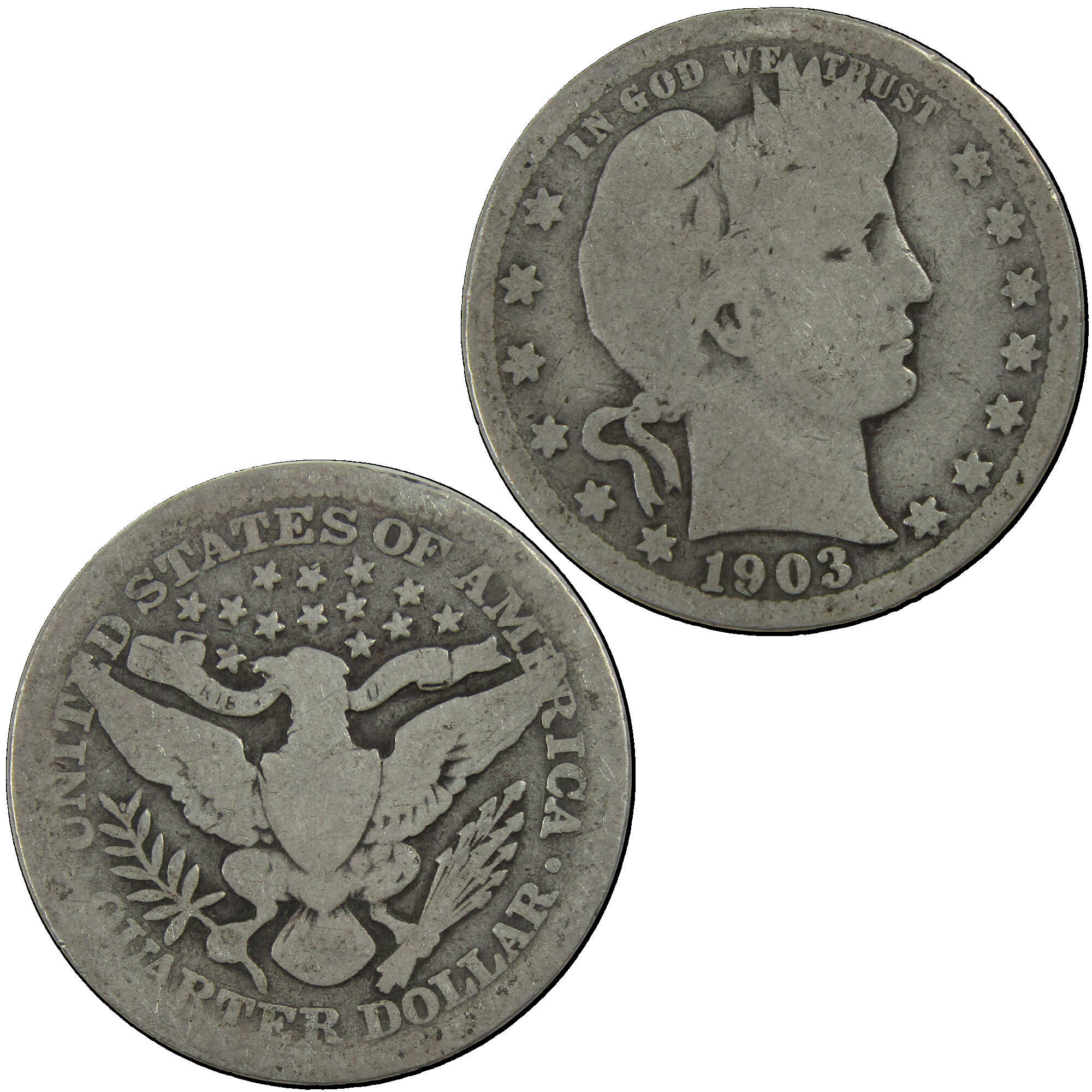 1903 Barber Quarter AG About Good Silver 25c Coin SKU:I12702