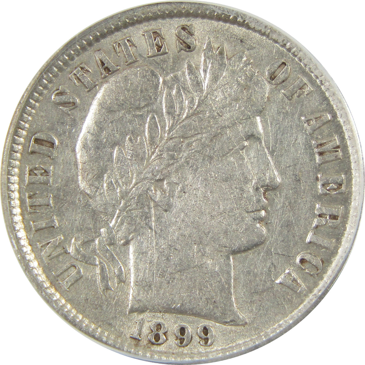 1899 Barber Silver Dime AU 50 Details ANACS 10c Coin SKU:I28556
