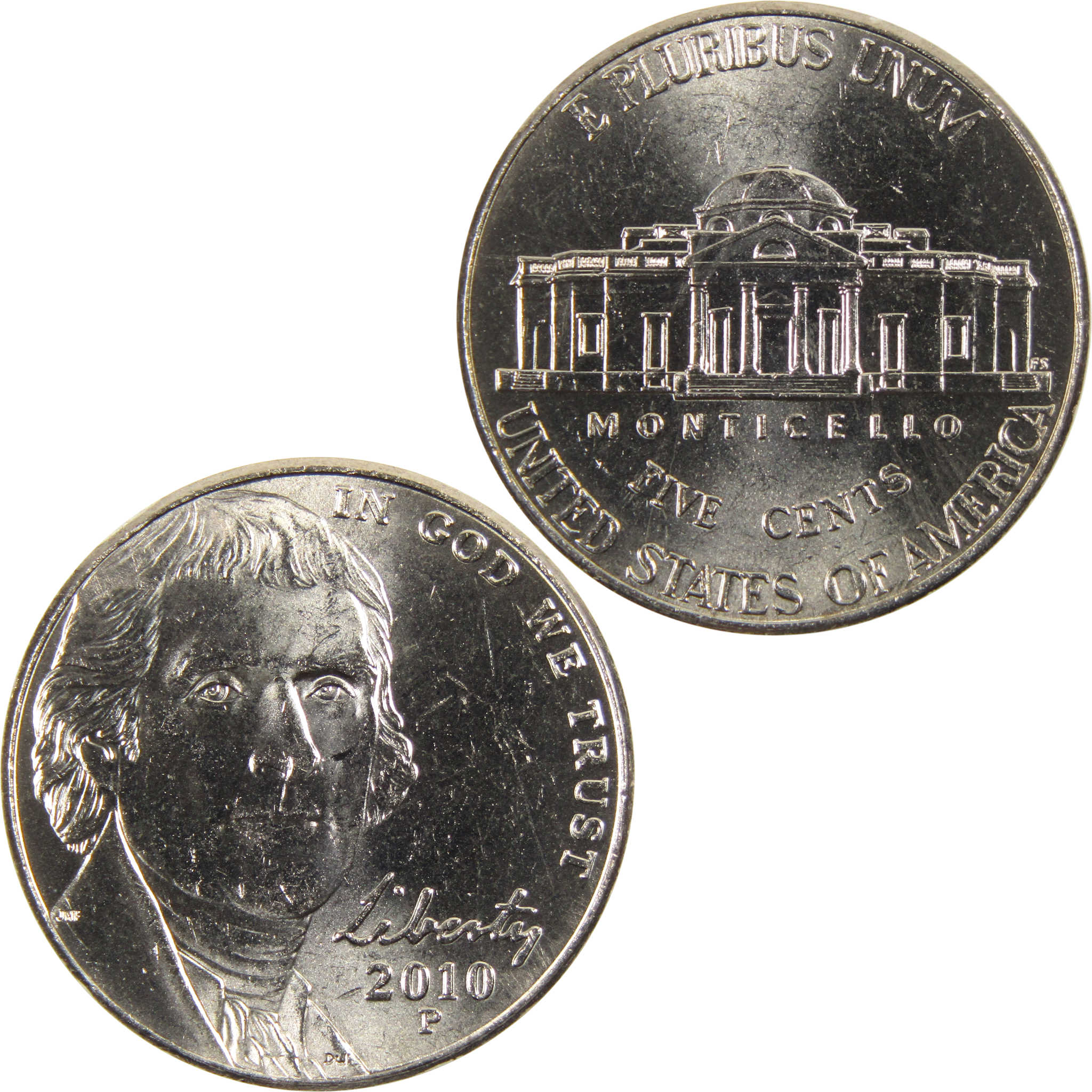 2010 P Jefferson Nickel BU Uncirculated 5c Coin