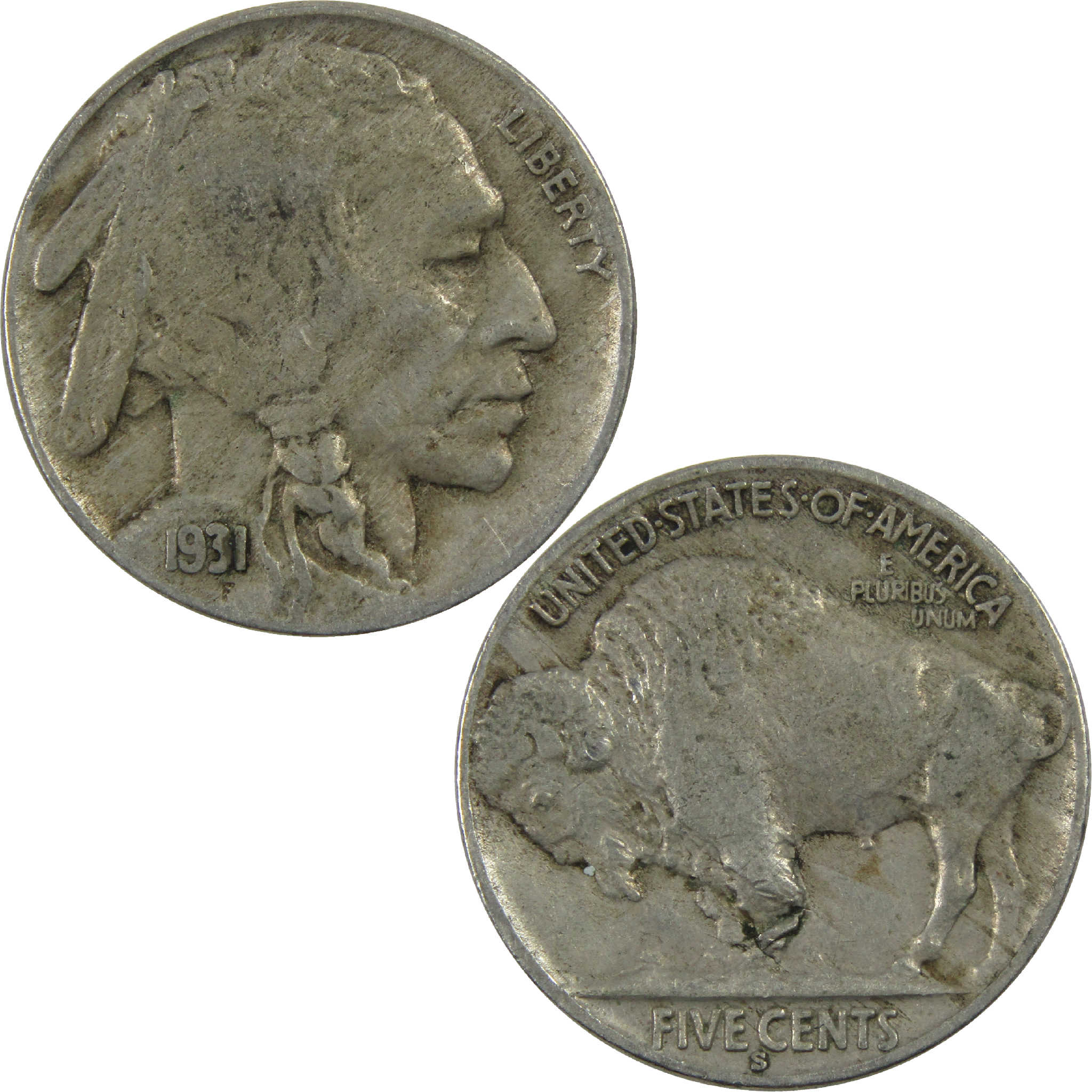 1931 S Indian Head Buffalo Nickel VF Very Fine 5c Coin SKU:I12613