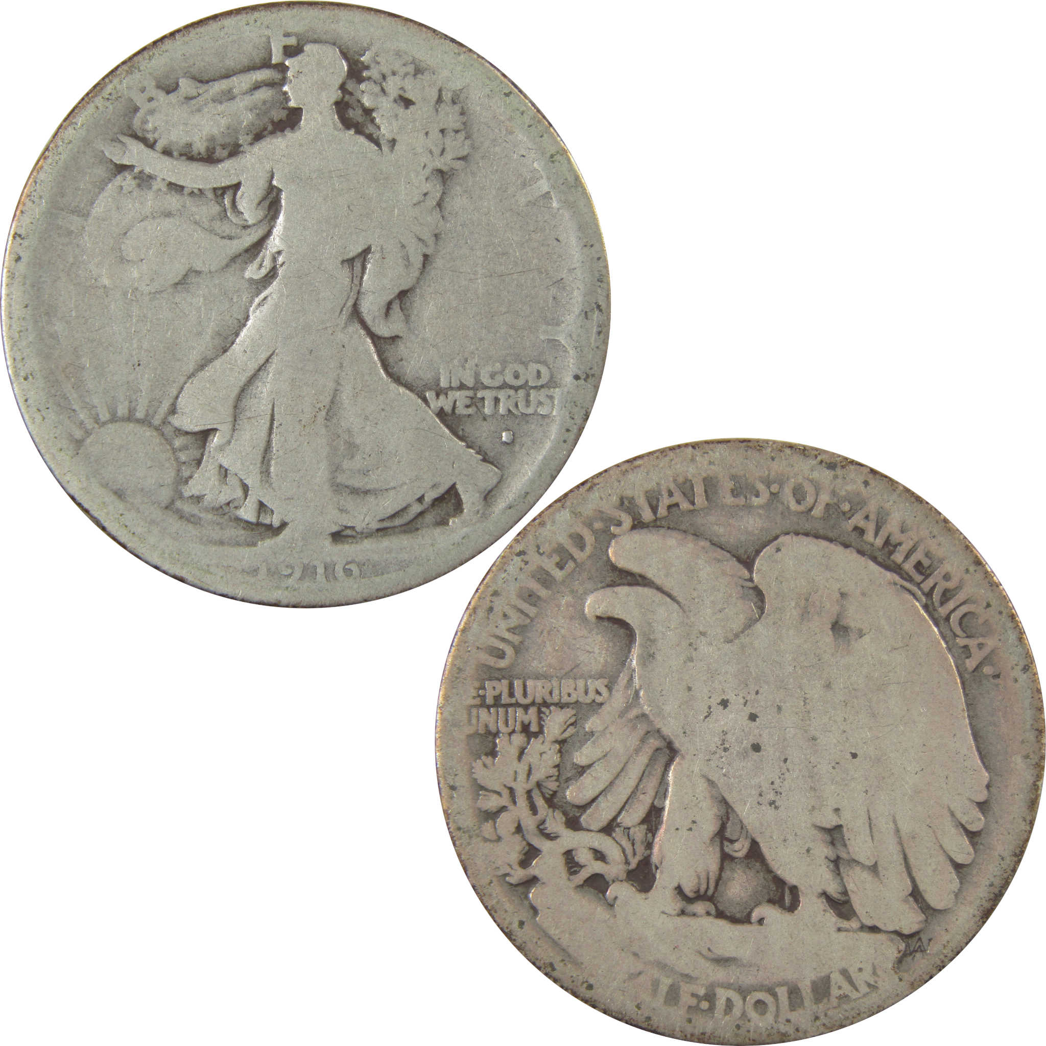 1916 S Liberty Walking Silver Half Dollar G Good 50c Coin SKU:I24104