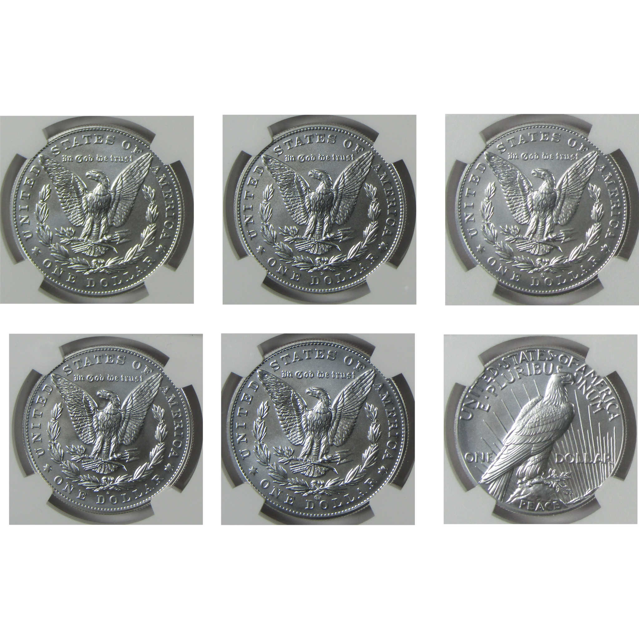 2021 Morgan Peace Silver Dollar 6 Piece Set MS 70 NGC SKU:CP1531