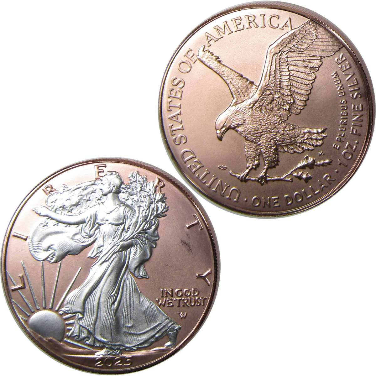 2025 Rose Gold Colored American Silver Eagle $1 Coin Collectible