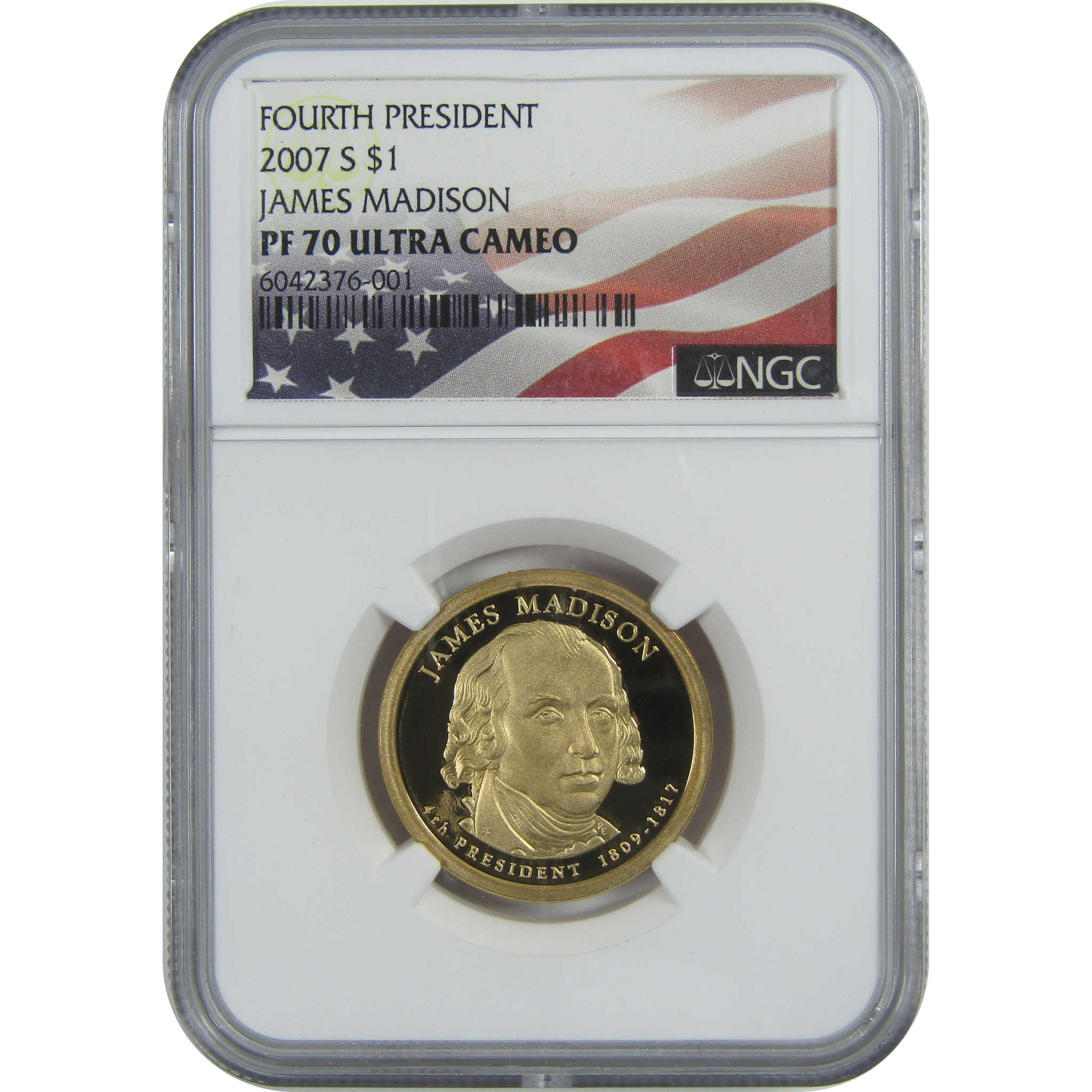 2007 S James Madison Presidential Dollar PF 70 UCAM NGC SKU:CPC9245