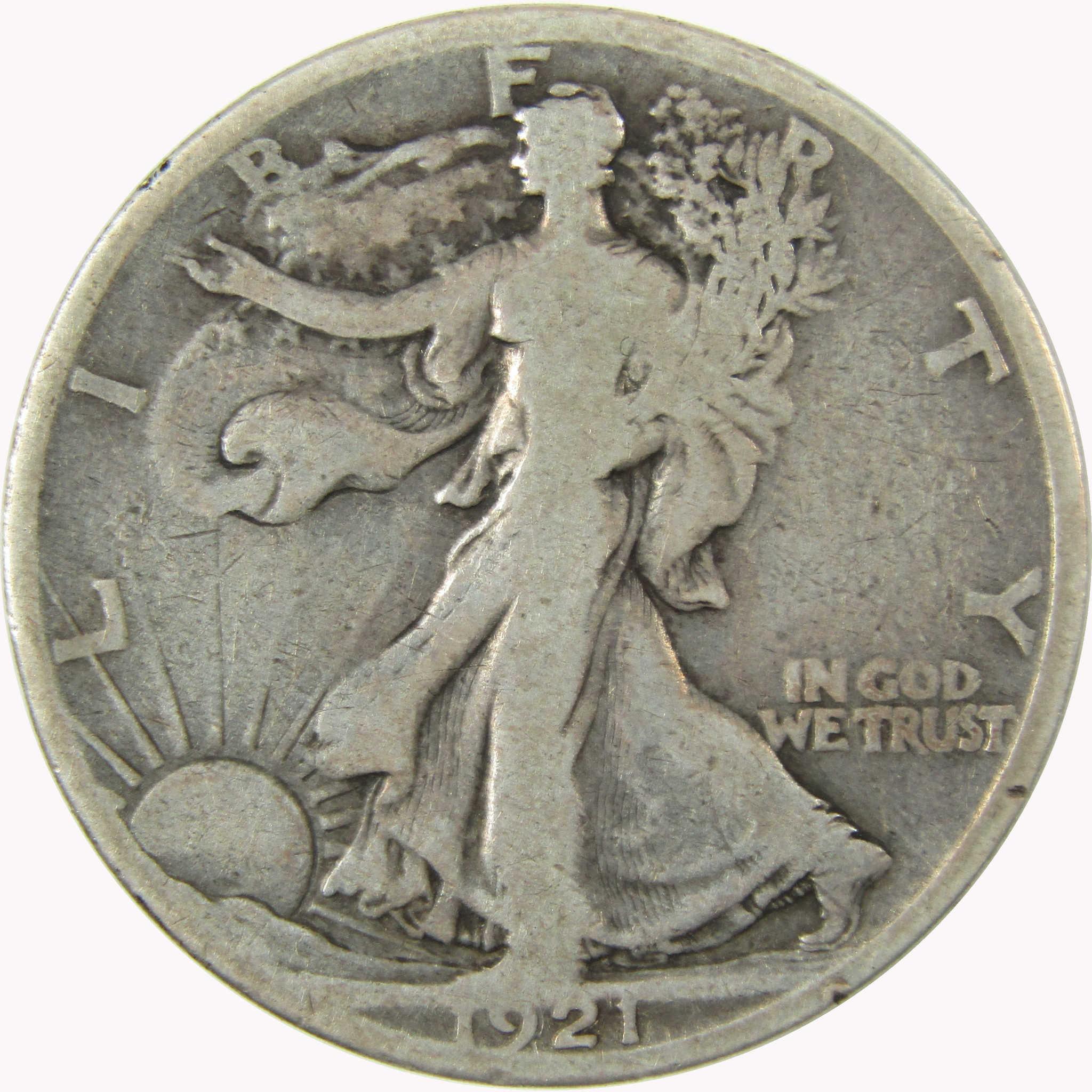 1921 S Liberty Walking Silver 50c VG Very Good Details SKU:CP1463