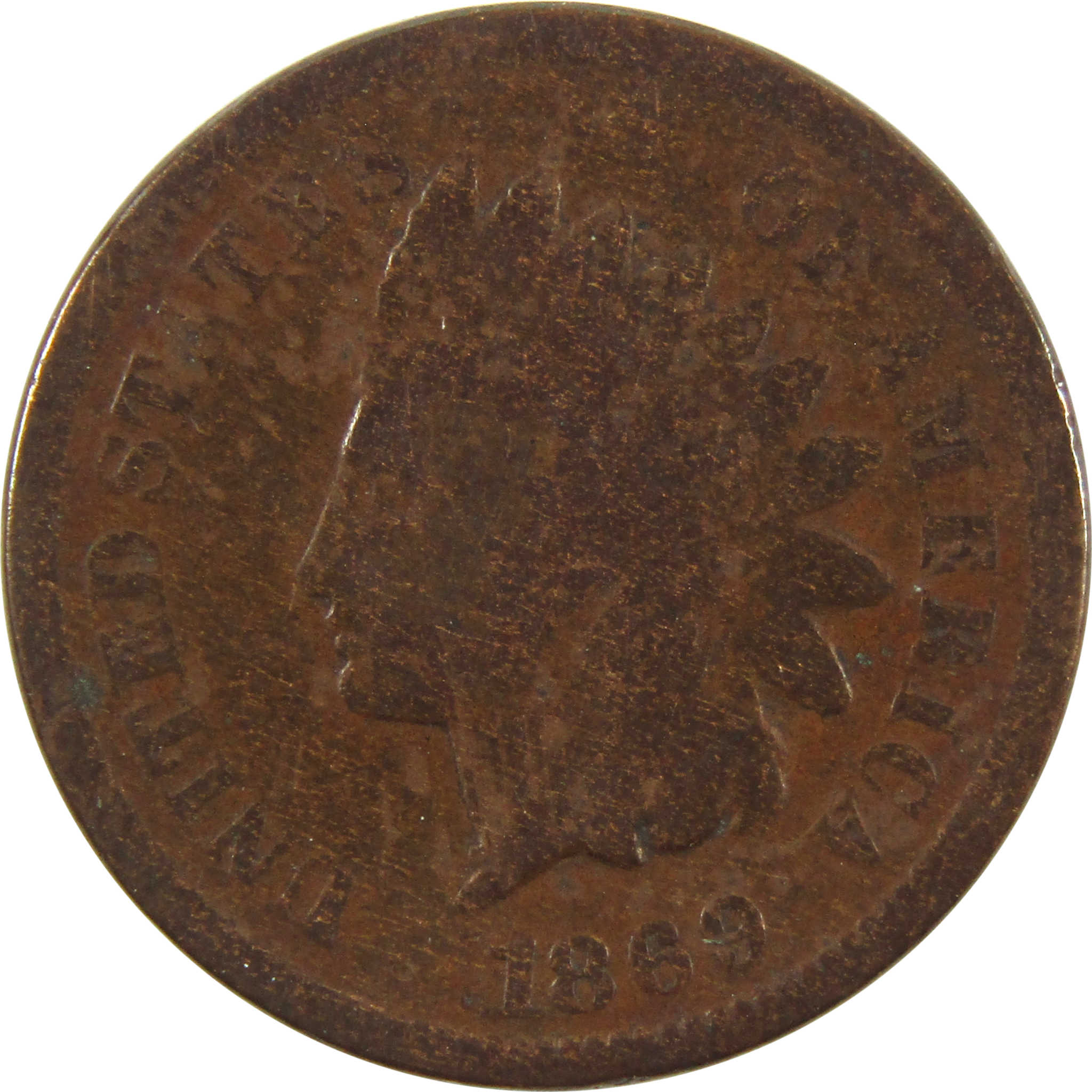 1869 Indian Head Cent G Good Penny 1c Coin SKU:I10296