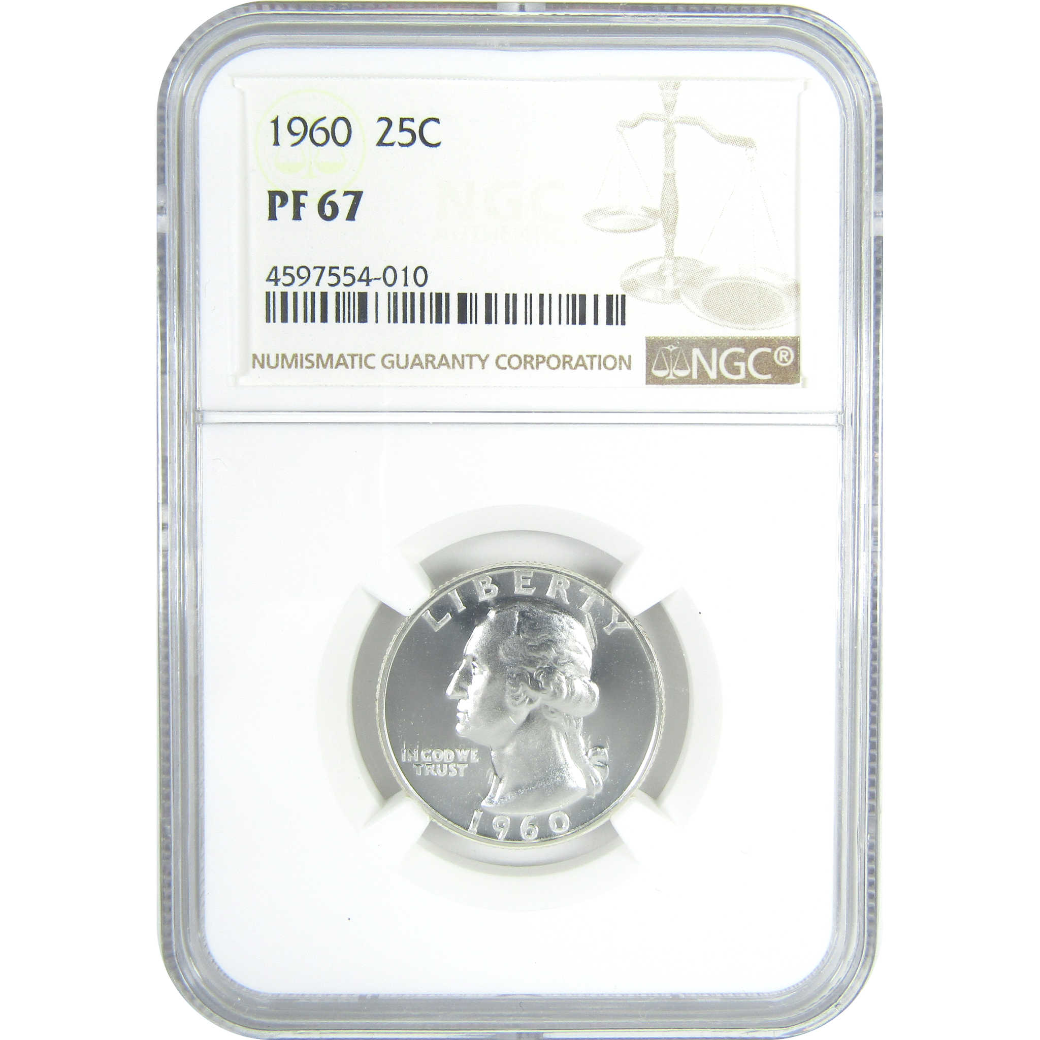 1960 Washington Quarter PF 67 NGC Silver Proof 25c Coin SKU:CPC9629