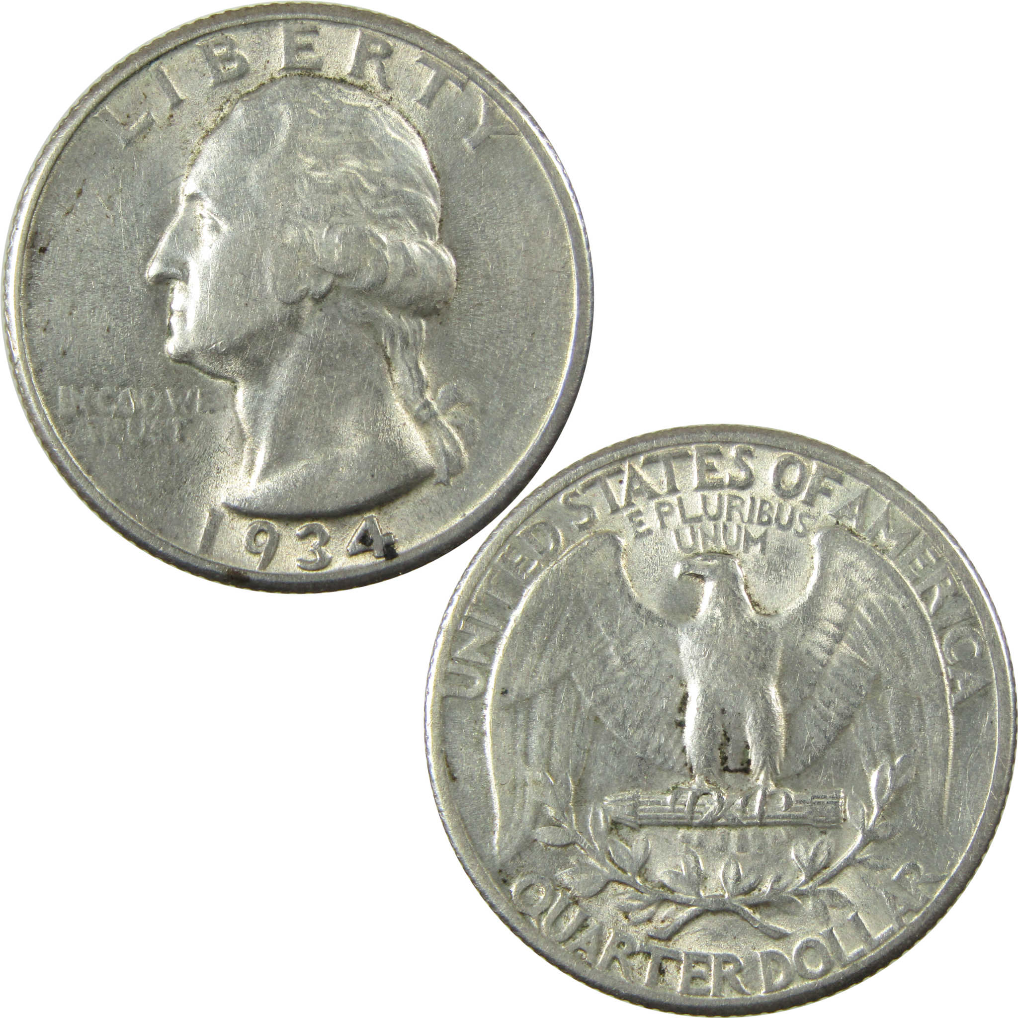 1934 Light Motto Washington Silver Quarter AU SKU:I26727