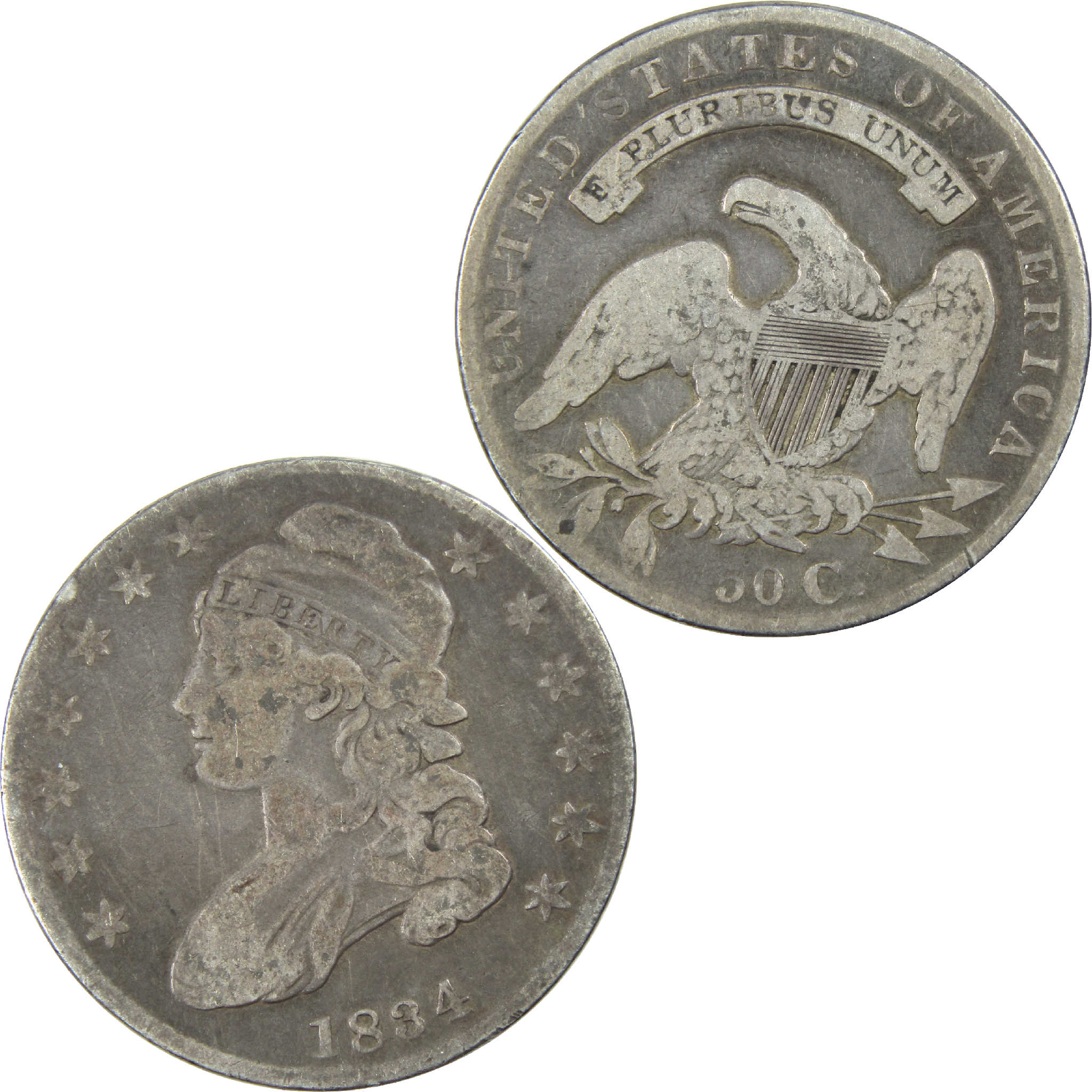 1834 Small Date & Letters Capped Bust Half Dollar AG Silver SKU:I11764