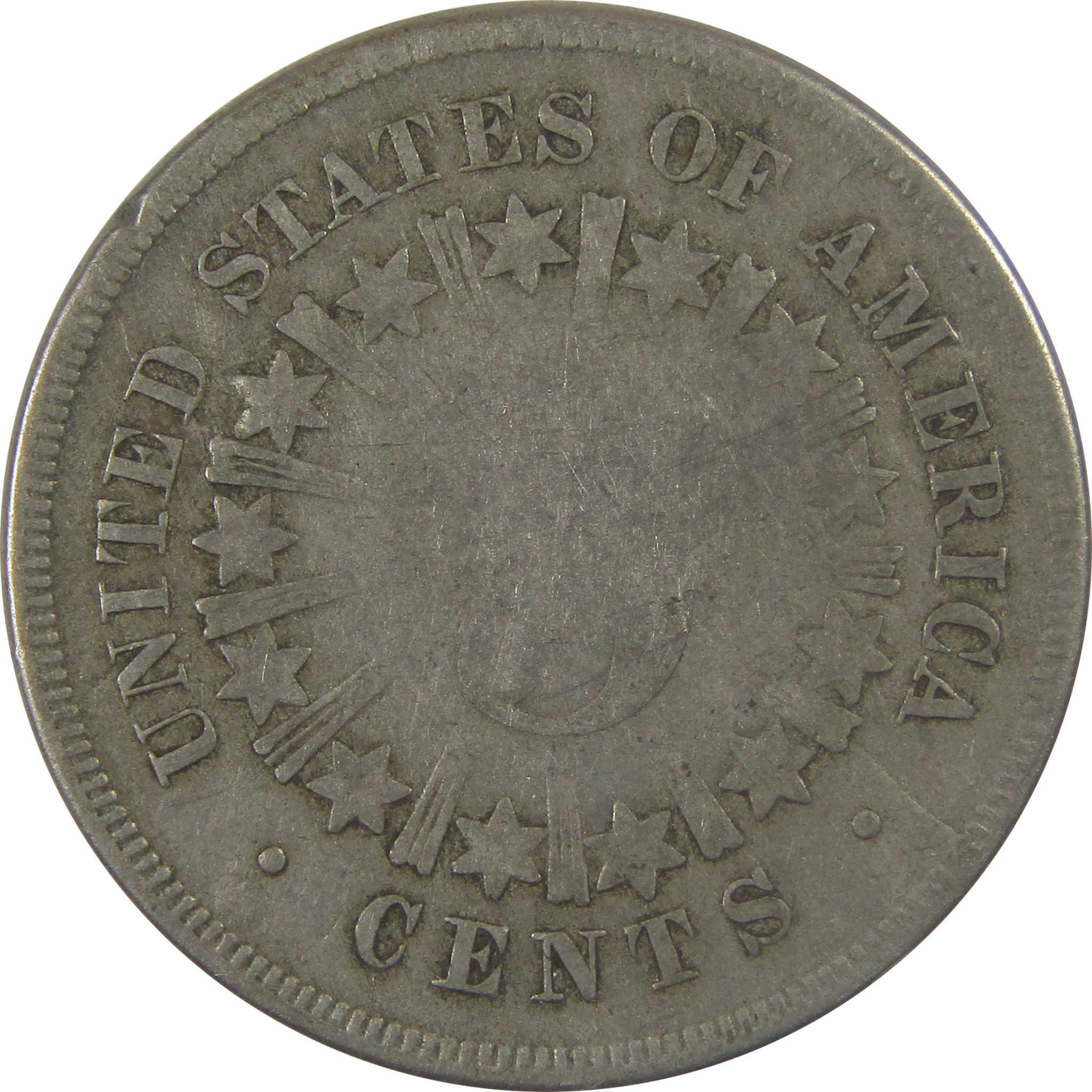 1867 Rays Shield Nickel VG Very Good 5c Coin SKU:I24576