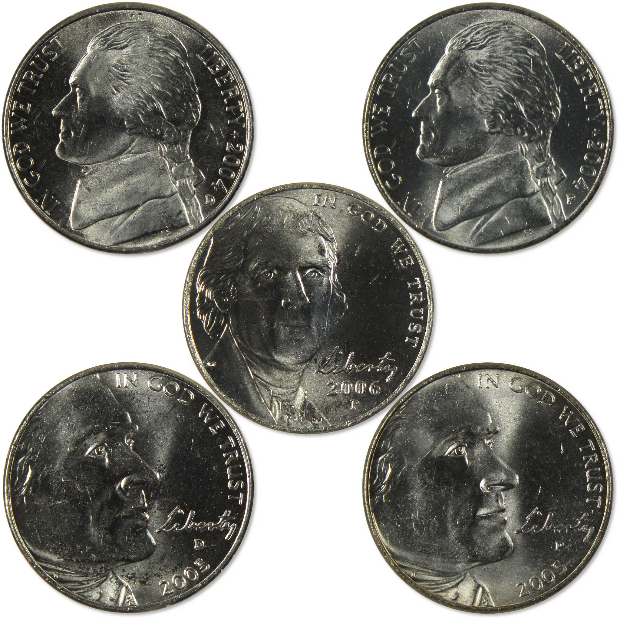2004-2006 Westward Journey Jefferson Nickel 5 Coin Set Uncirculated