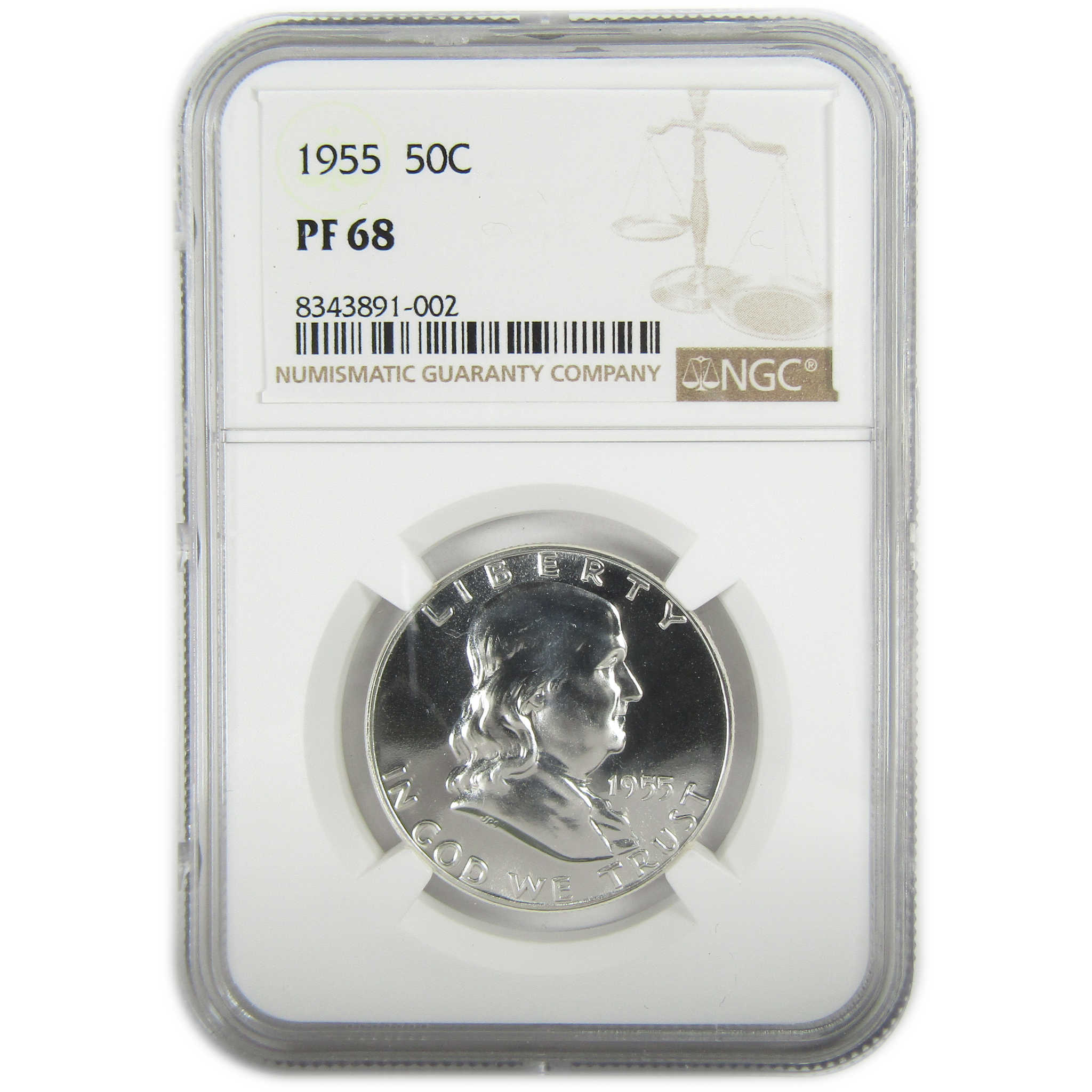 1955 Franklin Silver Half Dollar PF 68 NGC Proof 50c Coin SKU:I27411