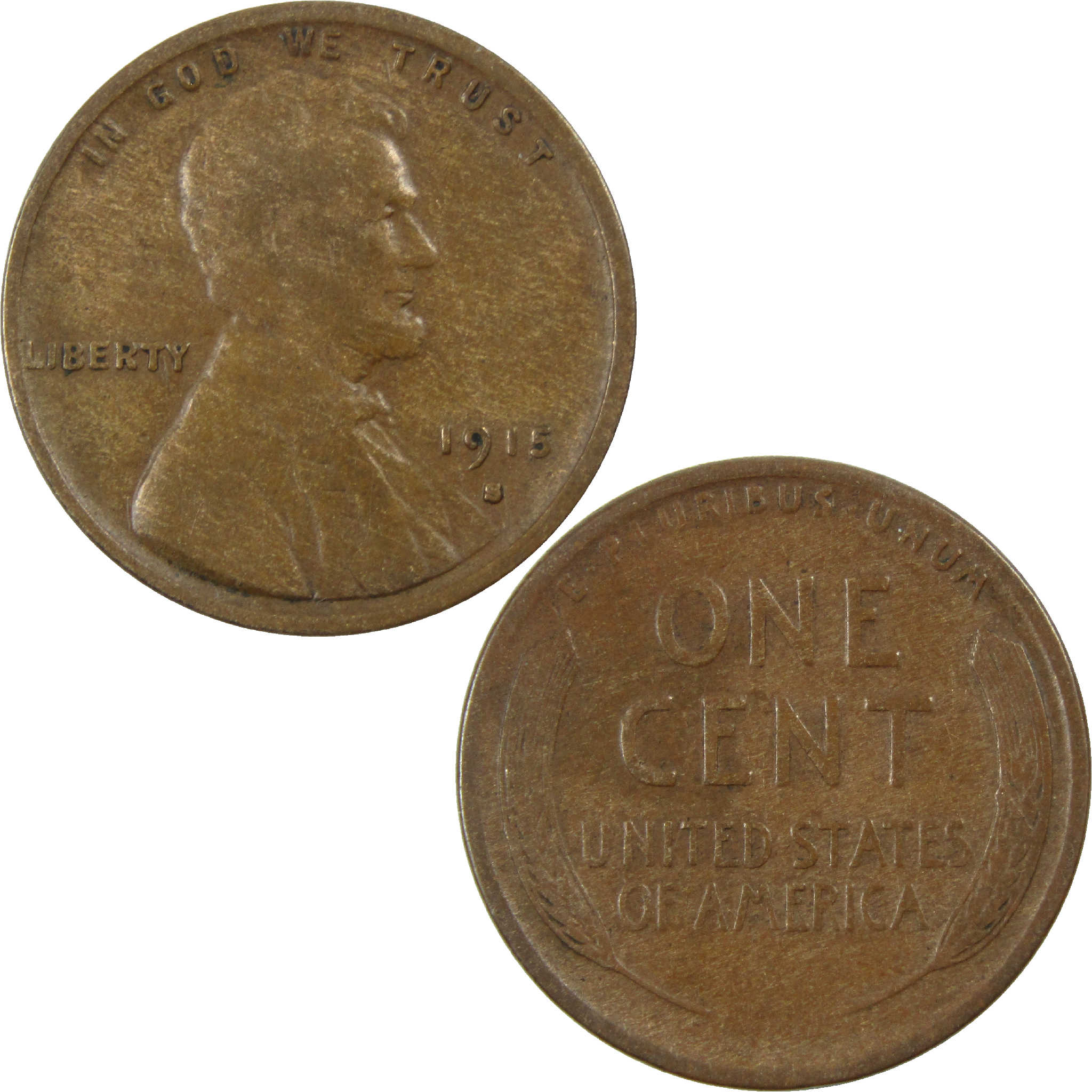 1915 S Lincoln Wheat Cent F Fine Penny 1c Coin SKU:I12169