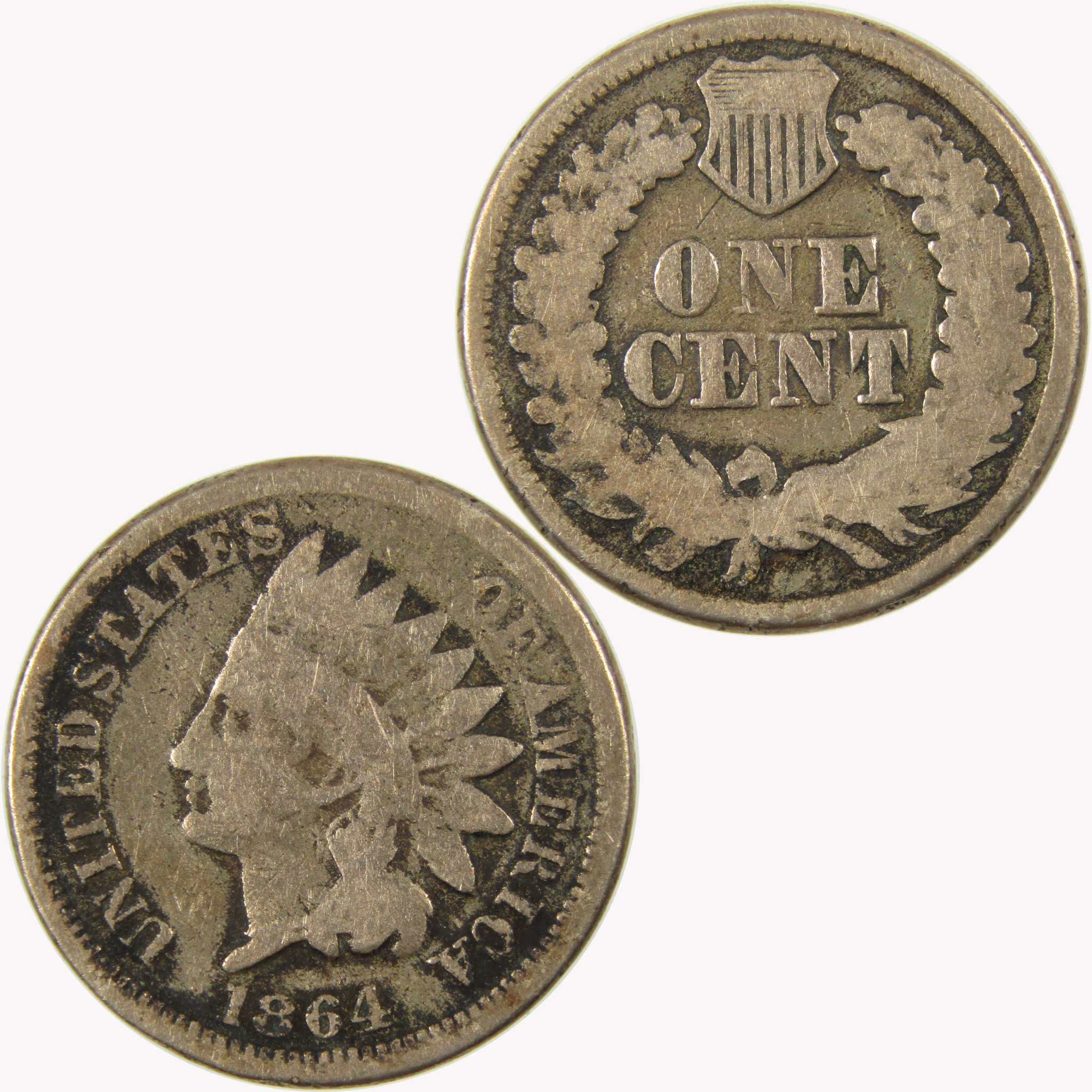 1864 Indian Head Copper-Nickel Cent G Good Penny 1c Coin SKU:CP1070
