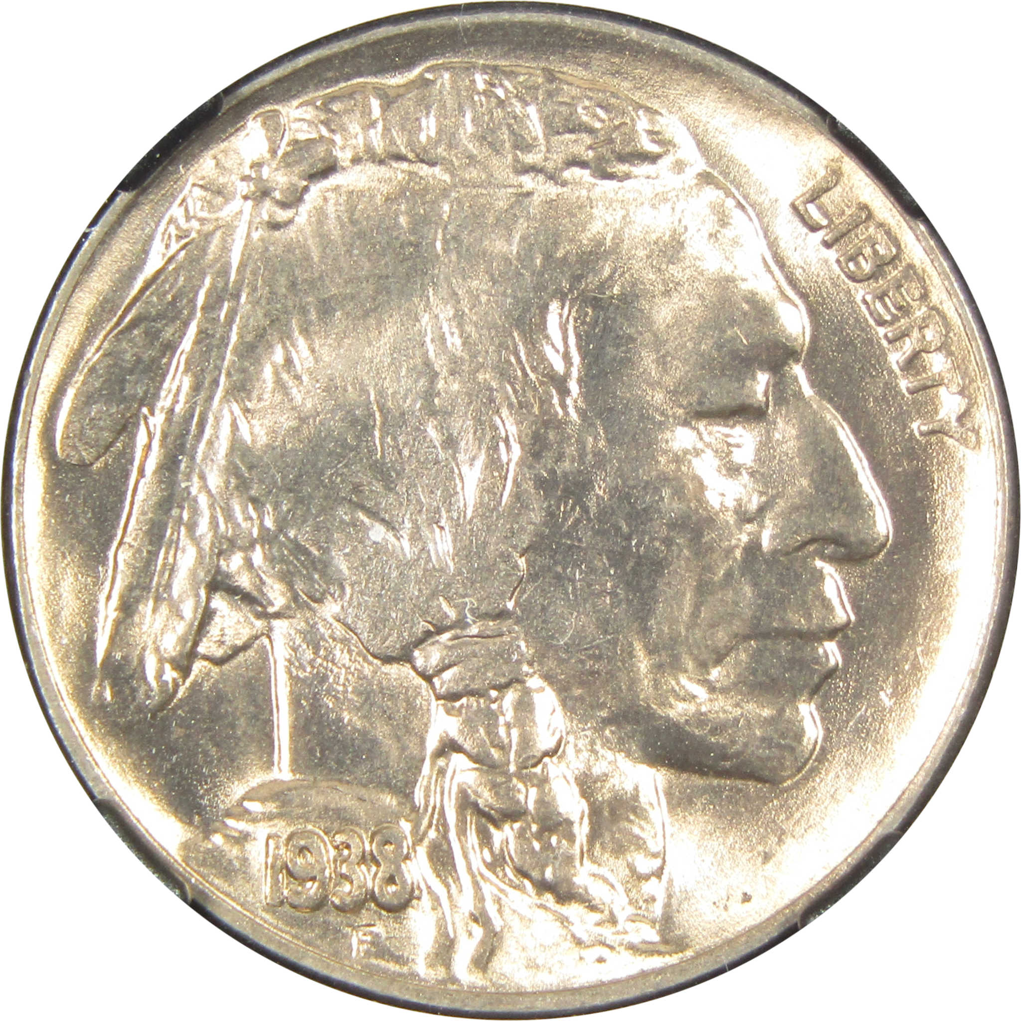 1938 D Buffalo Nickel MS 66 NGC 5c Original Bag Fragment SKU:I14596