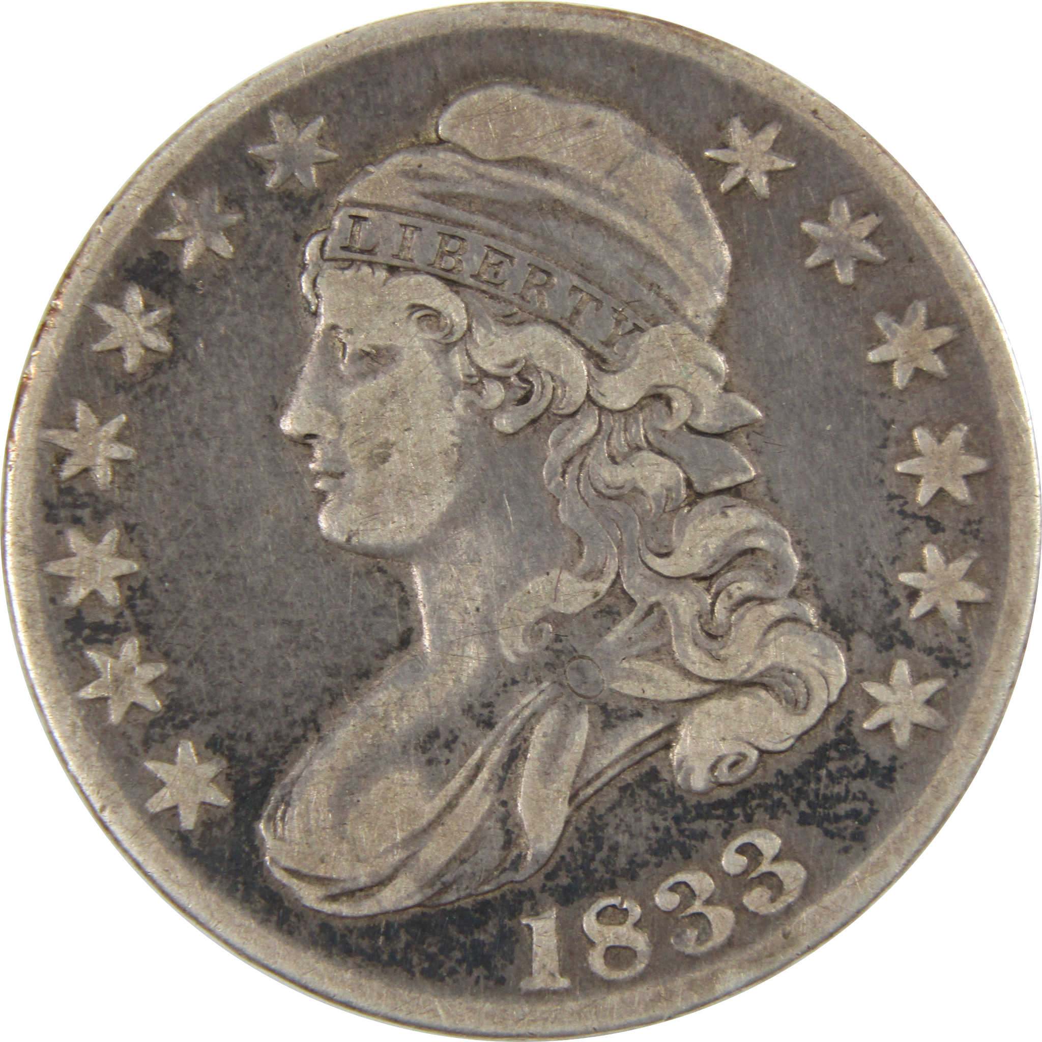 1833 Capped Bust Half Dollar VF Very Fine 89.24% Silver 50c SKU:I8398