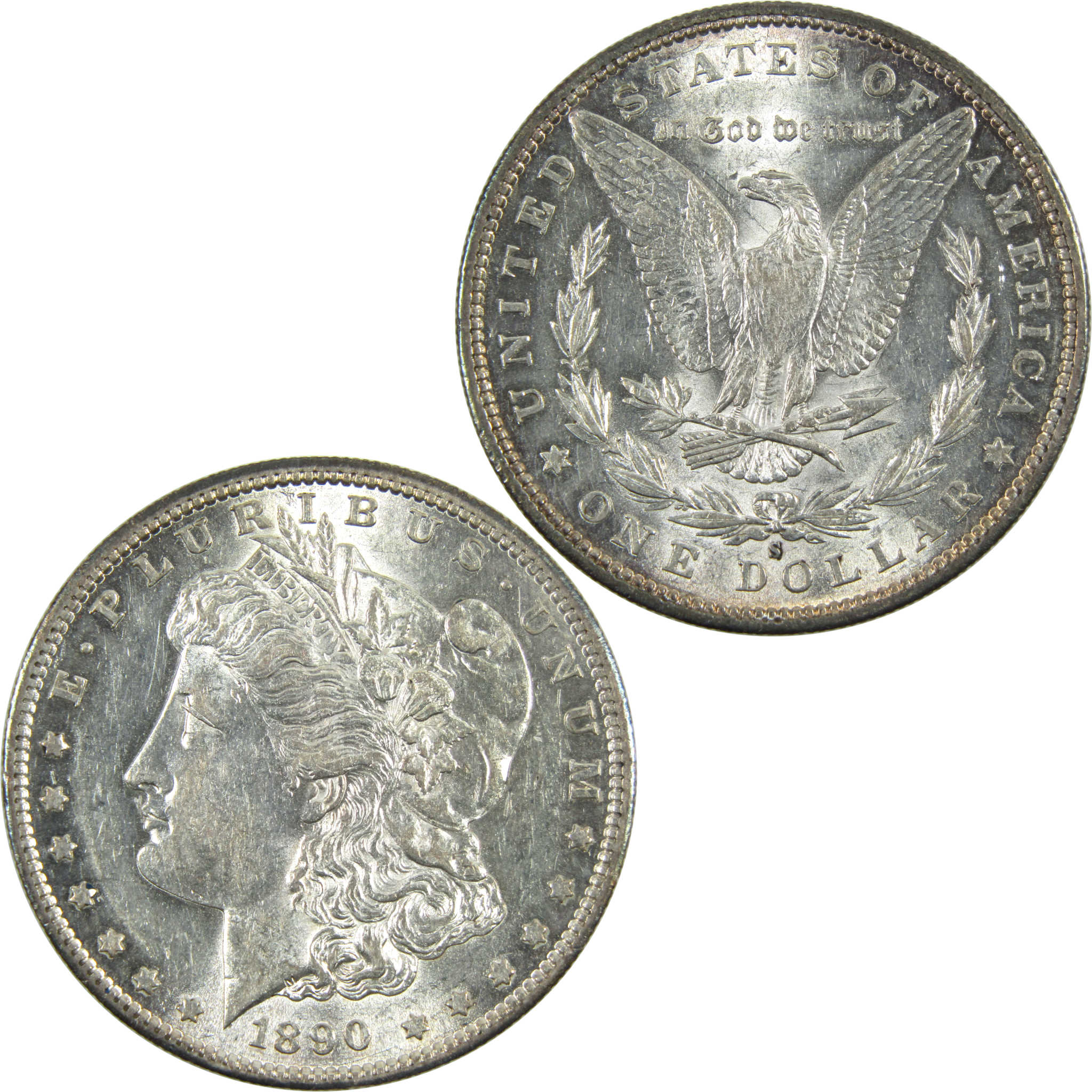 1890 S Morgan Dollar AU About Uncirculated Silver $1 Coin SKU:I14481 - Morgan coin - Morgan silver dollar - Morgan silver dollar for sale - Profile Coins &amp; Collectibles