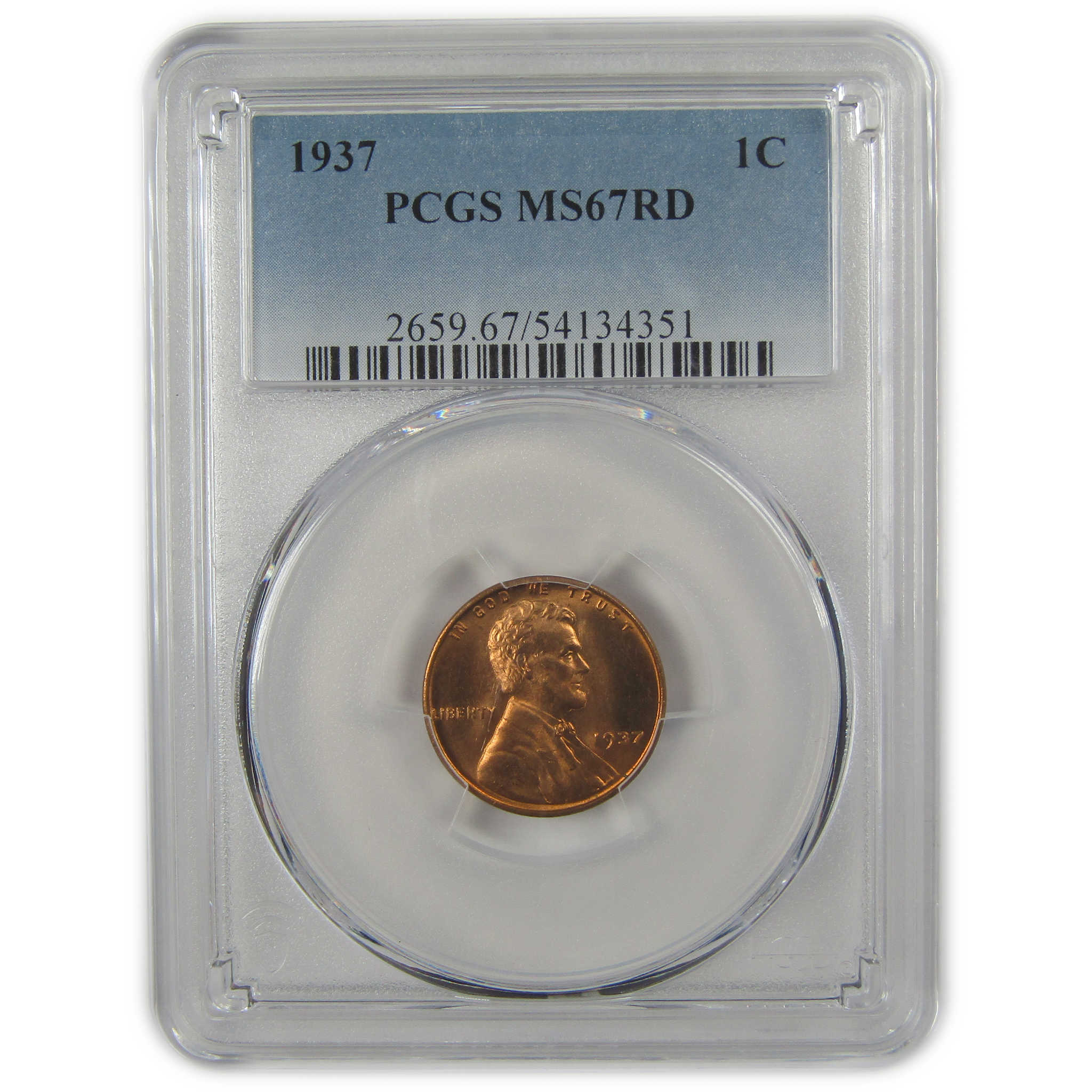 1937 Lincoln Wheat Cent MS 67 RD PCGS Penny Uncirculated SKU:I22394