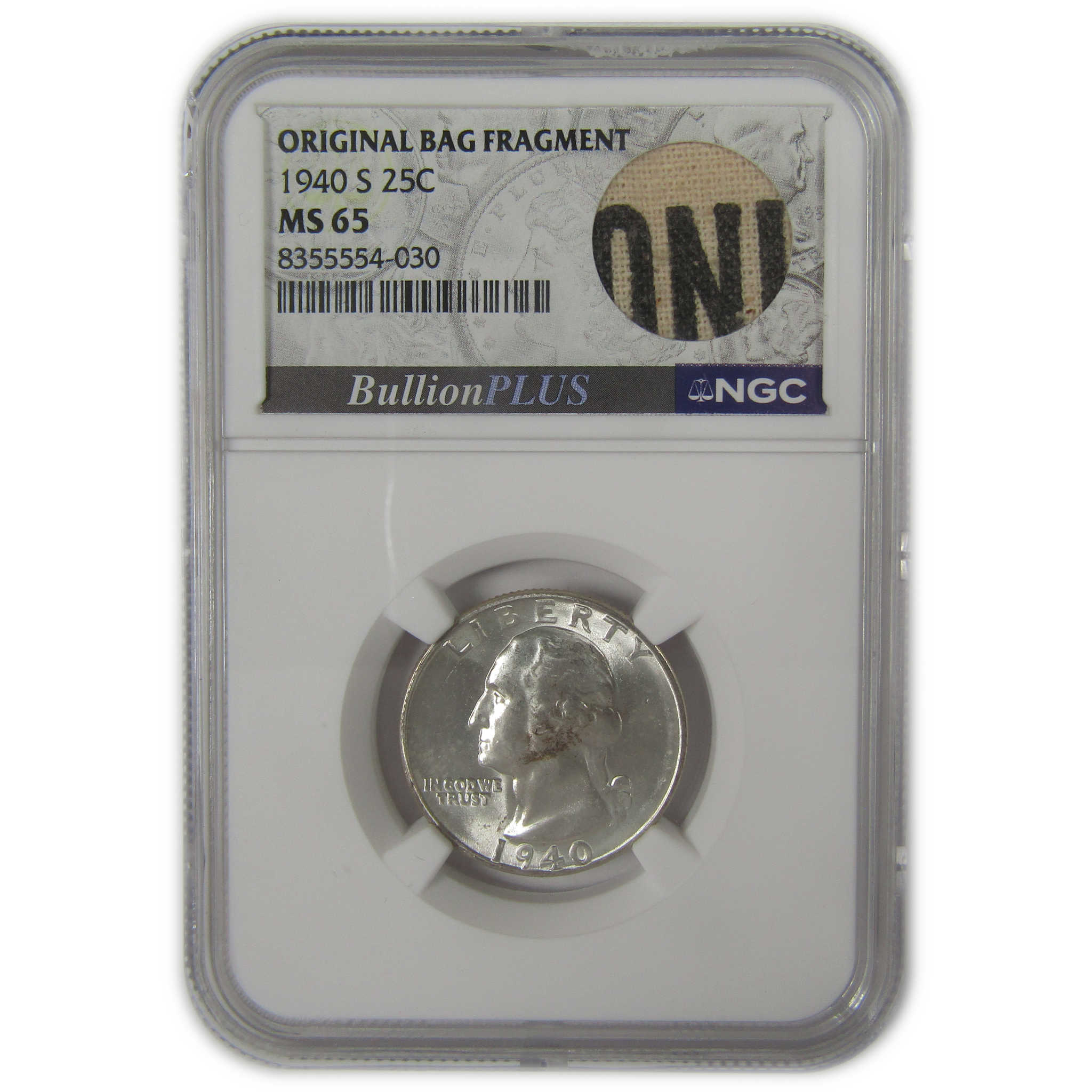 1940 S Washington Quarter MS 65 NGC Original Bag Fragment SKU:I22604